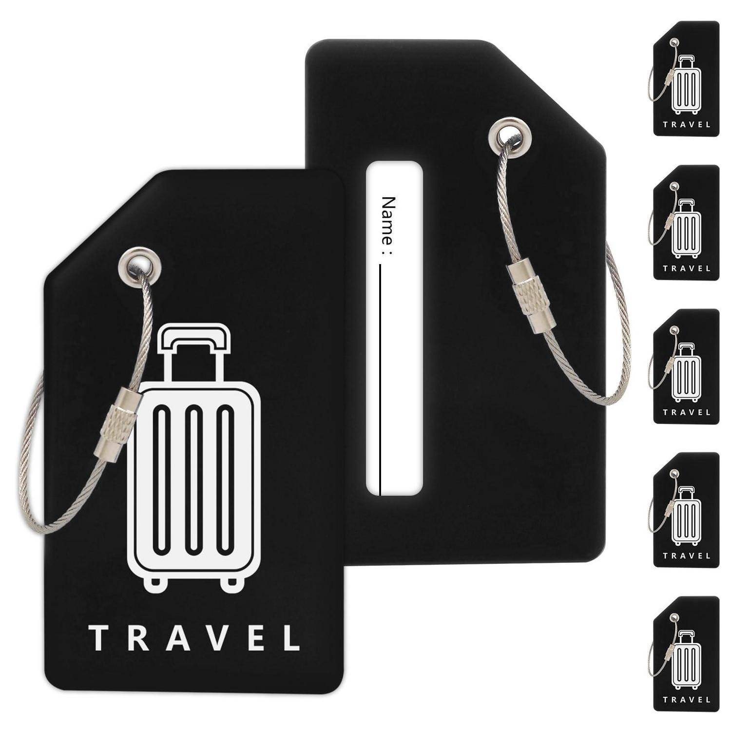 Schwarze Reisekofferanhänger mit Koffersymbol, Text „TRAVEL