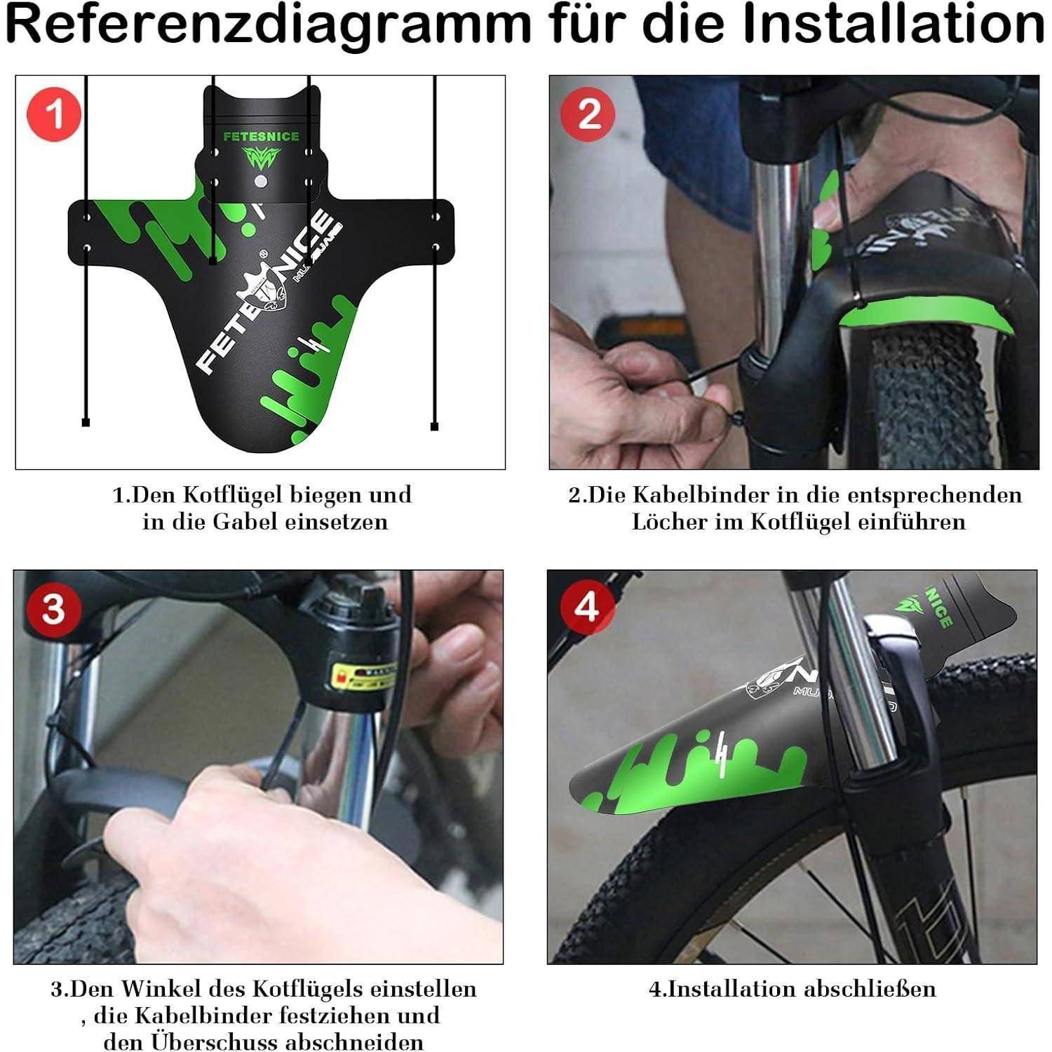 FETESNICE Mountainbike Schutzblech Set für Vorne &amp; Hinten，Universal Fahrradschutzblech/Mudguard für Mountainbike &amp; Gravelbike – Kotflügel für