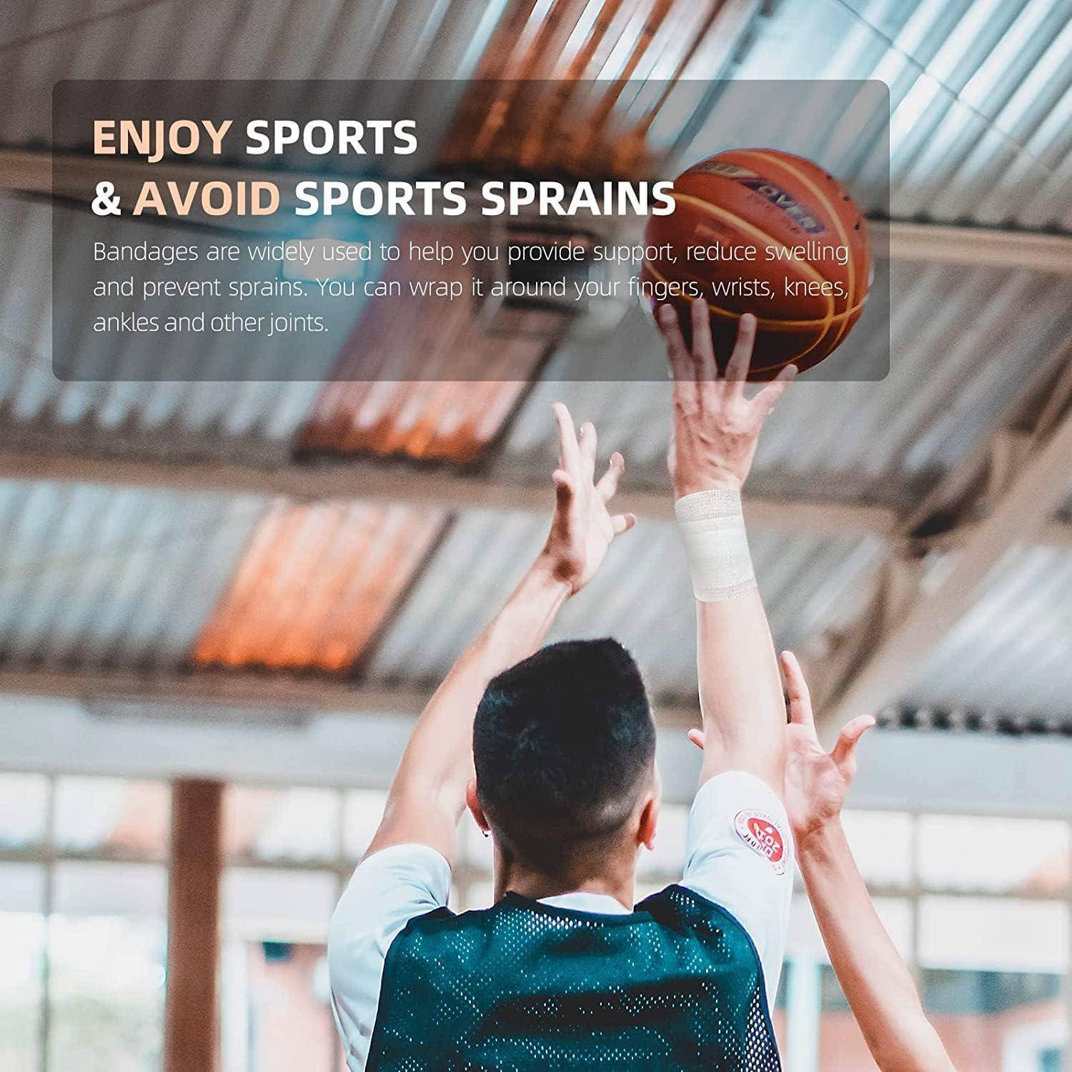 Basketballspieler wirft einen Ball mit überlagertcm Text: „SPORT GENISSEN & SPORTVERLETZUNGEN VERMEIDEN