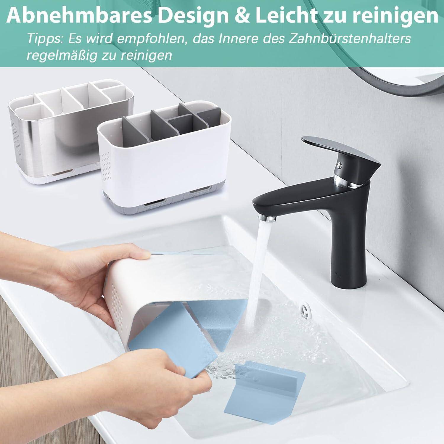 Zahnbürstenhalter Zahnbürsten Organizer Ständer mit Verstellbaren Trennwänden für Badezimmer Waschbecken, Große Zahnbürstenhalter Elektrische Z