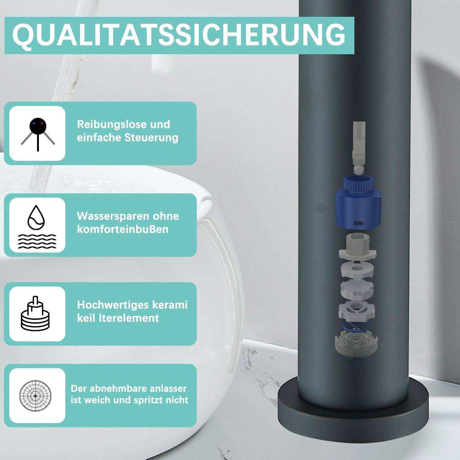 Suguword Wasserhahn Bad, Waschtischarmatur Hoch Waschbecken Armaturen mit Auslaufhöhe 190 MM High,Einhebelmischer Mischbatterie für Waschbecken Wasc