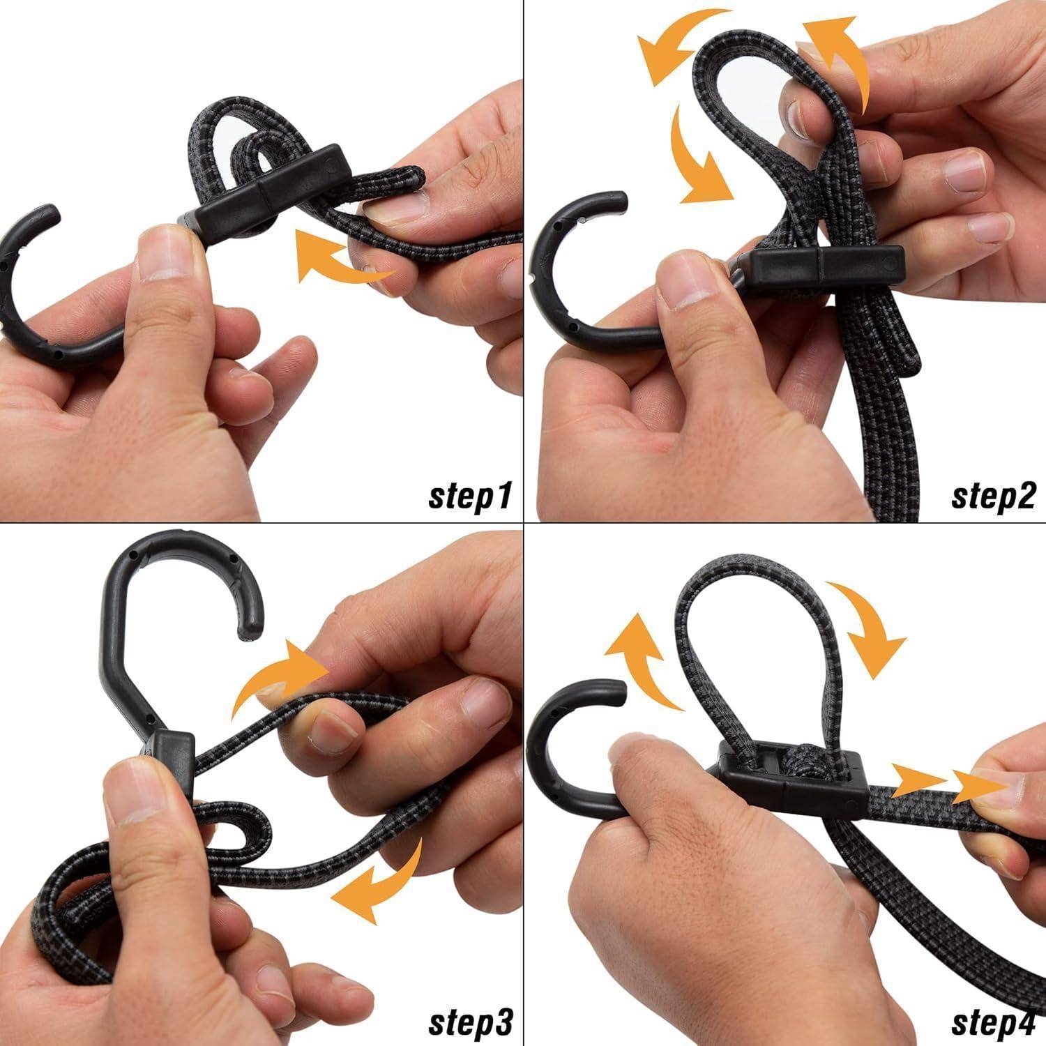 Verstellbar Spanngummi mit Haken, Expander mit Metallhaken 12 Stück, 100cm Flach Gepäckspanner Schwarz Gummiseil, Extra Stark Gummispanner Gummibän