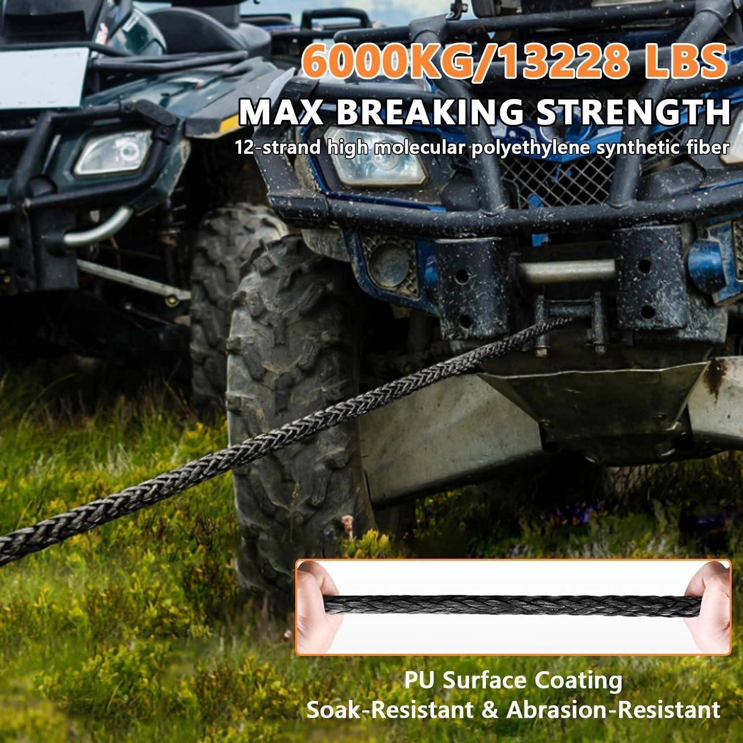 ATV-Abschleppseile-Angebot mit Angabe von „6000KG/13228 LBS maximale Bruchfestigkeit