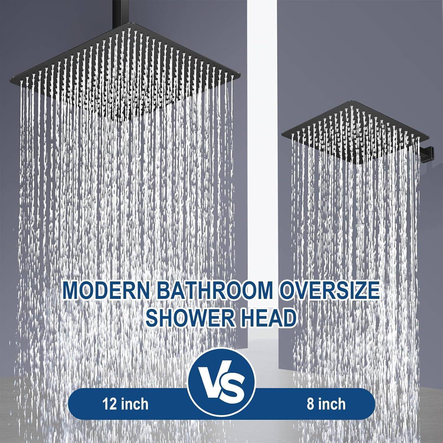Regendusche duschkopf 12 Zoll, Duschkopf Regendusche Edelstahl 304 Quadrat (30x30cm), Kopfbrause Gebürstetes Chrom-Finish, Selbstreinigende