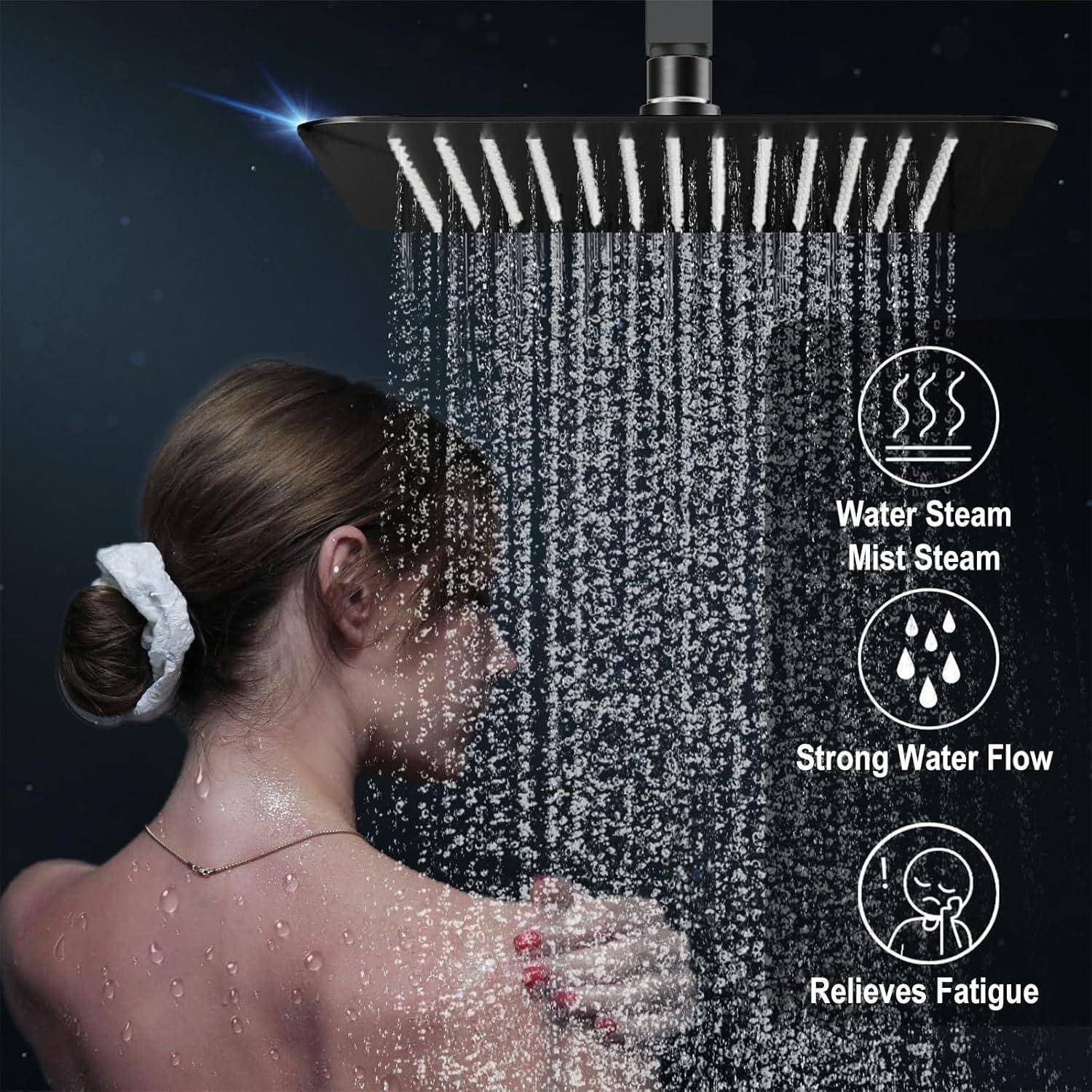 Regendusche duschkopf 12 Zoll, Duschkopf Regendusche Edelstahl 304 Quadrat (30x30cm), Kopfbrause Gebürstetes Chrom-Finish, Selbstreinigende