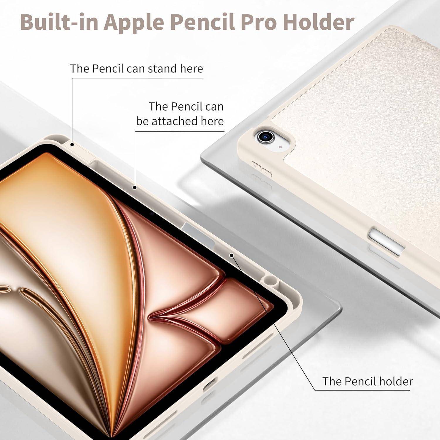 EasyAcc Hülle Kompatibel mit iPad Air M2 11 Zoll/iPad Air 5 2022 / Air 4 2020 Hülle 10,9 Zoll mit Stifthalter, Trifold Ständer Dünne Tablet Schutz