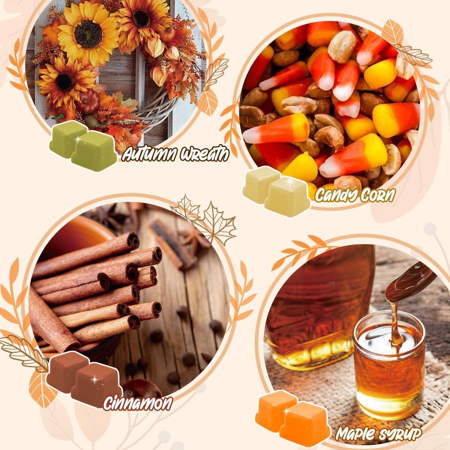 Vier herbstlich inspirierte Duftbilder mit den Bezeichnungen „Herbstkranz
