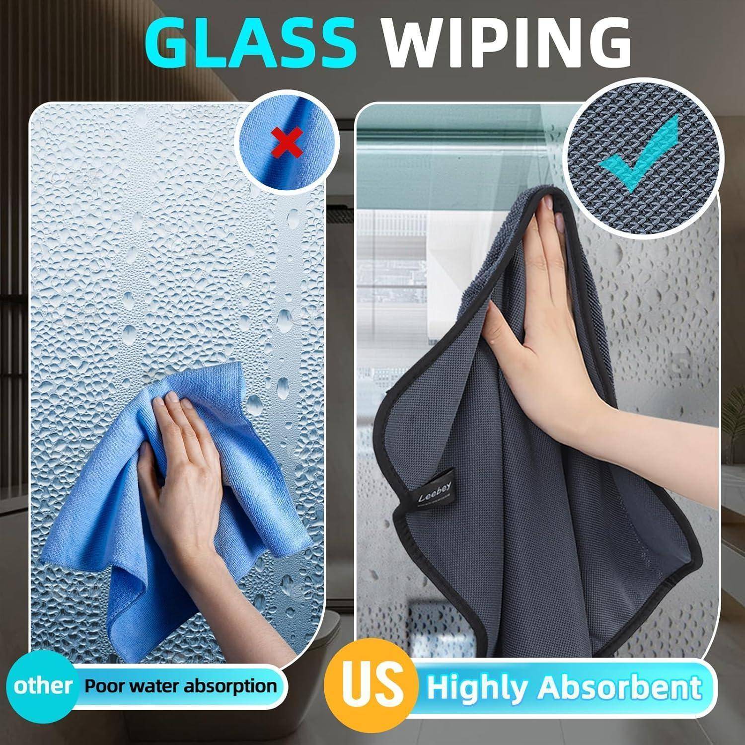 Shiny Wipes Bath XXL Trockentuch, Fast Dry Mikrofasertücher Auto, Putzen Poliertuch Reinigungstuch für Duschkabine, Küche, Glas und Spiegel (40x60c
