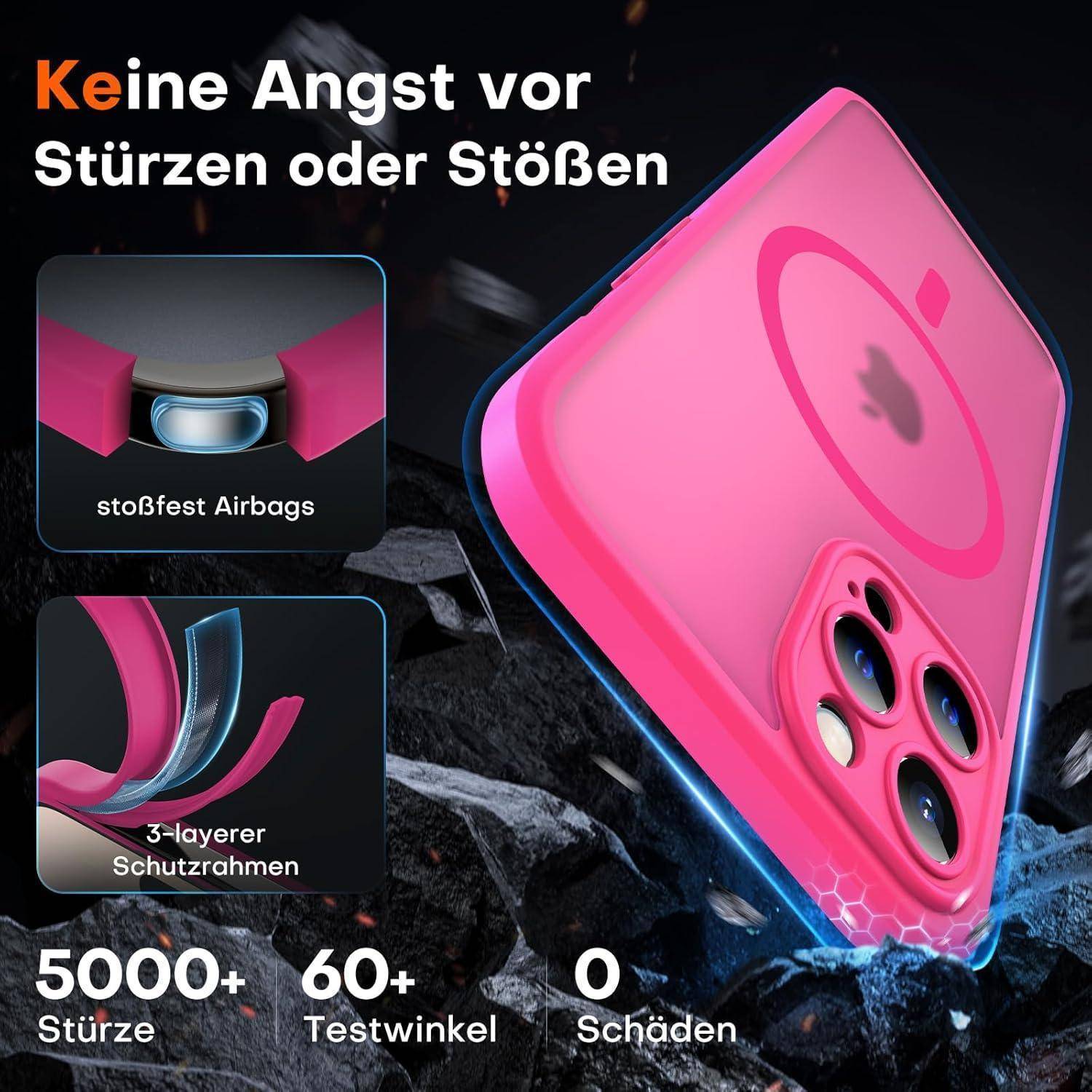 TOCOL für iPhone 12 Pro Max Hülle für Magsafe, Vollständiger Kameraschutz Stoßfest Kratzfest Transluzente Rückseite Magnetisch Handyhülle für