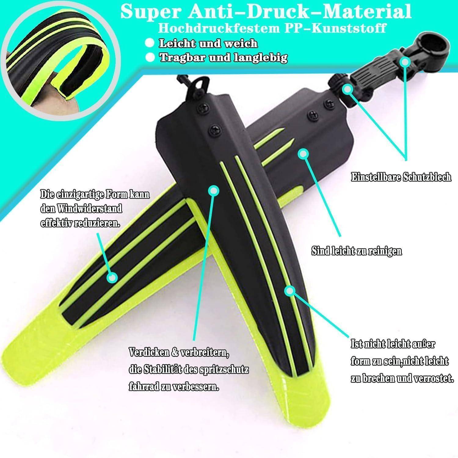 Fahrrad Schutzblech Set 20-26 Zoll Verstellbarer Spritzschutzset Vorne Hinten Schmutzfänger MTB Quick Release Befestigung Steck Kotflügel zum Schutz