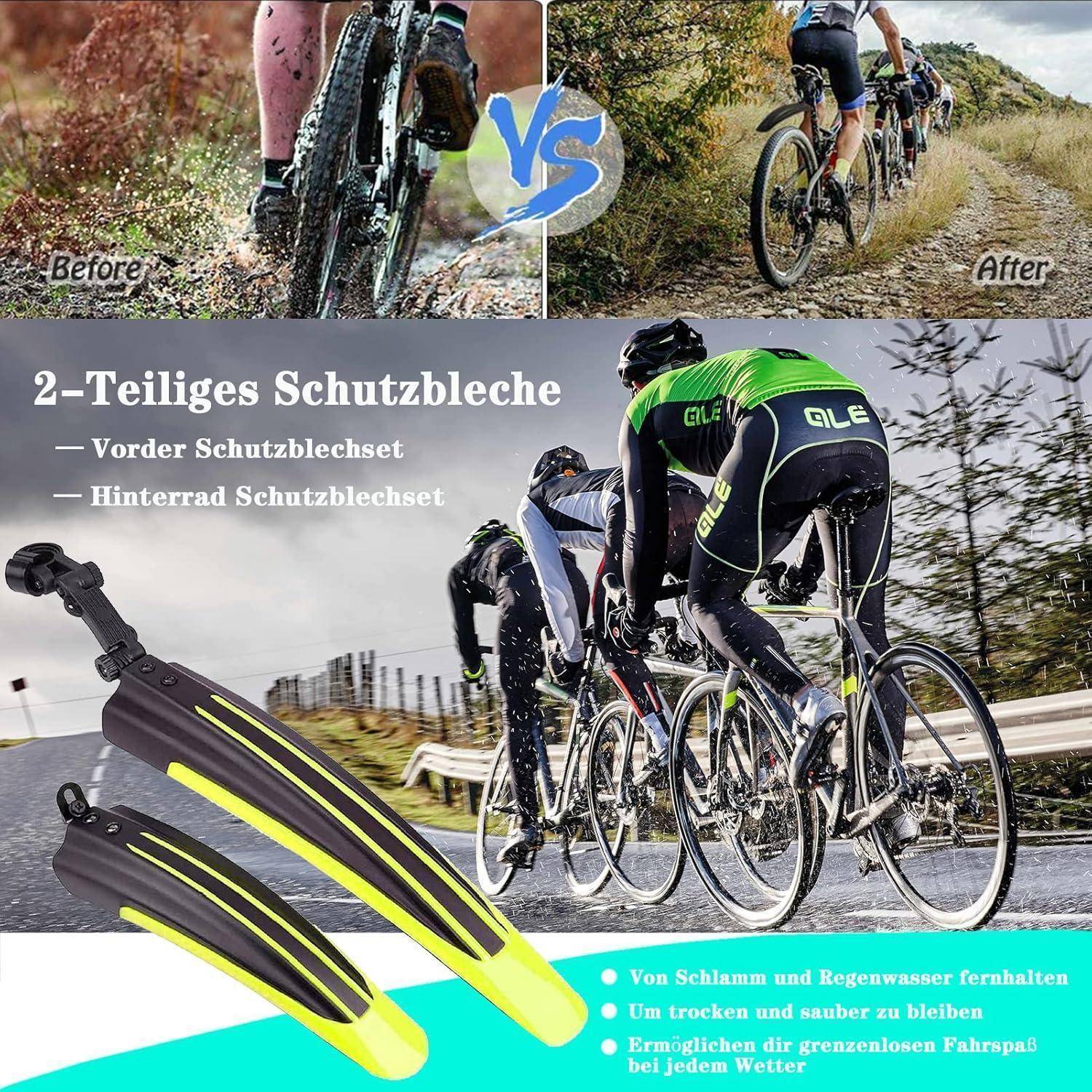 Fahrrad Schutzblech Set 20-26 Zoll Verstellbarer Spritzschutzset Vorne Hinten Schmutzfänger MTB Quick Release Befestigung Steck Kotflügel zum Schutz