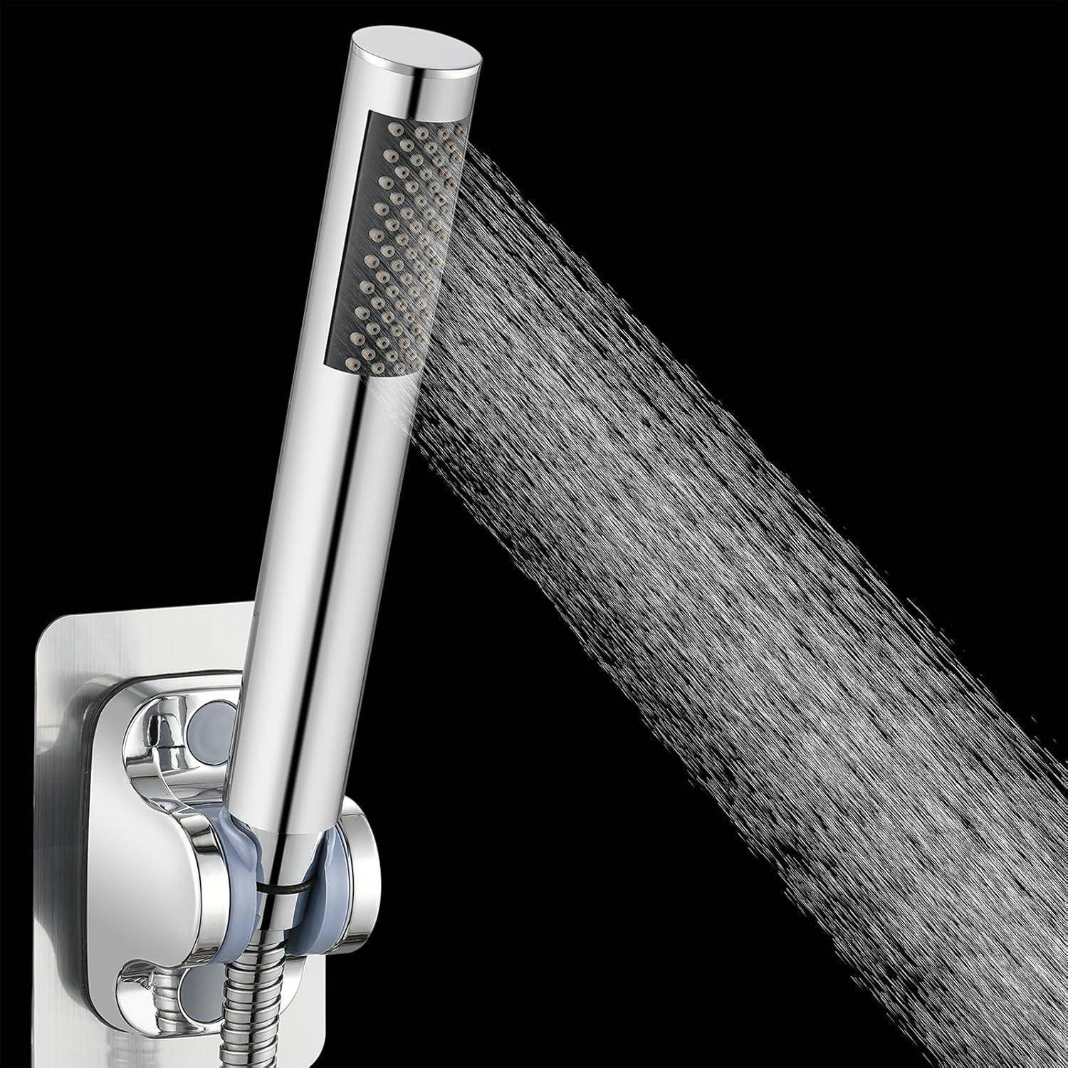 Handbrause Komplett aus Metall, Hochdruck-Duschköpfe von Voolan, Einfache Handbrause aus Chrom mit Teflonband, Hoher Durchfluss auch bei Niedrigem