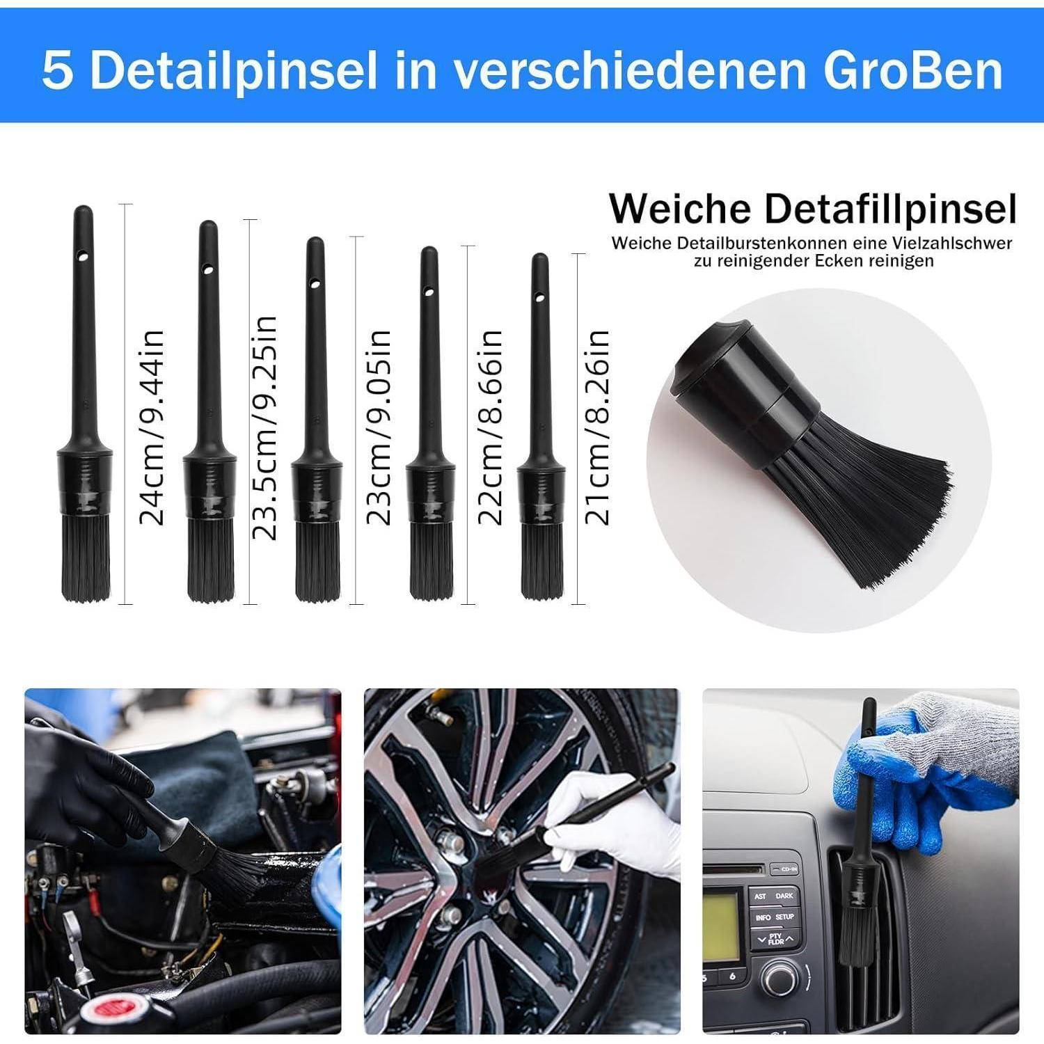 31-teiliges Autoreinigungs-Set, Autopflege-Bürste, Bohrbürste, Autowasch-Set, Autorad-Bürste, Staubentfernungsbürste für Auto-Innenraum und Auße