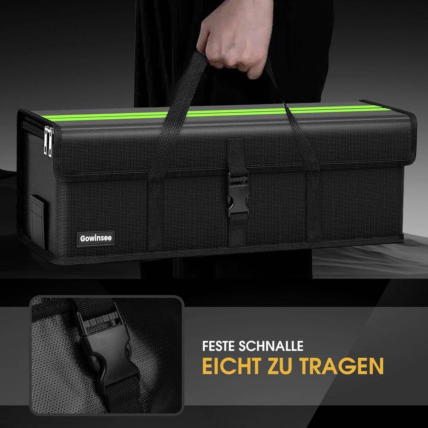 Ebike Akku Tasche, Upgrade 8 Schichten Brandschutz Feuerfest Akku Tasche bis 2300°C, Wasserdicht Explosionssicher, Lipo Safe Bag für Lagerung Transp
