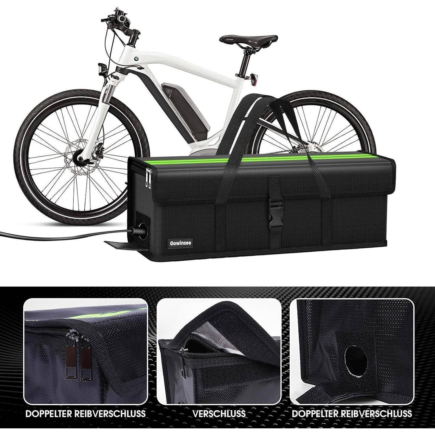 Ebike Akku Tasche, Upgrade 8 Schichten Brandschutz Feuerfest Akku Tasche bis 2300°C, Wasserdicht Explosionssicher, Lipo Safe Bag für Lagerung Transp