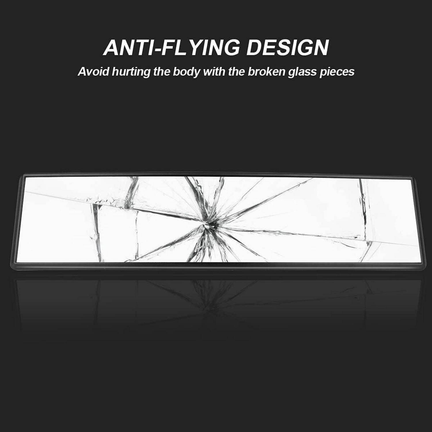 ANTI-FLUGDESIGN'-Spiegelpaneel mit Bruchglaseffekt, bei dem Risse enthalten sind, um zu verhindern, dass scharfe Teile herausfliegen.