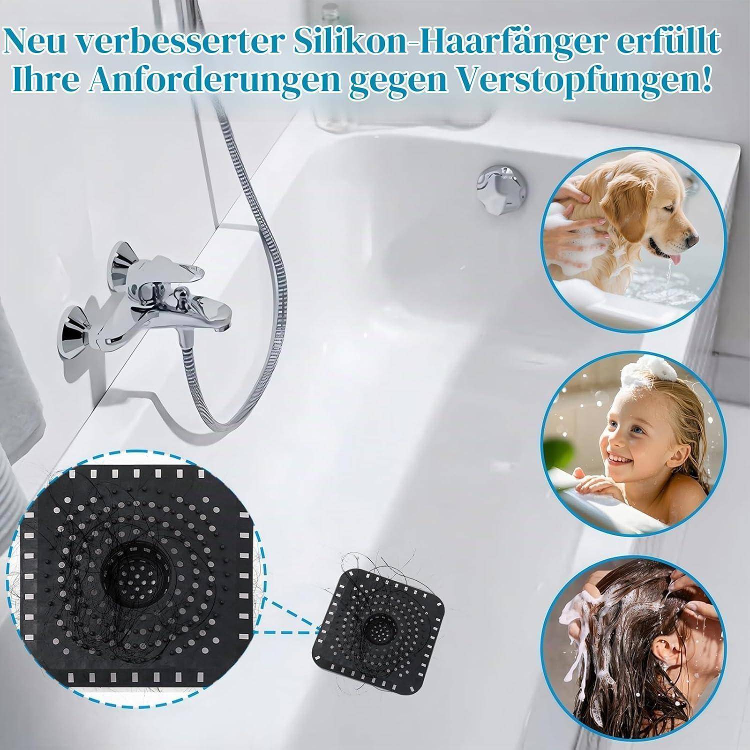 2 Stück Hair Catcher Shower, Haarsieb Dusche, Abflusssieb Silikon | Hält Haare Zurück, Leicht zu Reinigen, Rund Abflusssieb Dusche, Duschabfluss Ha