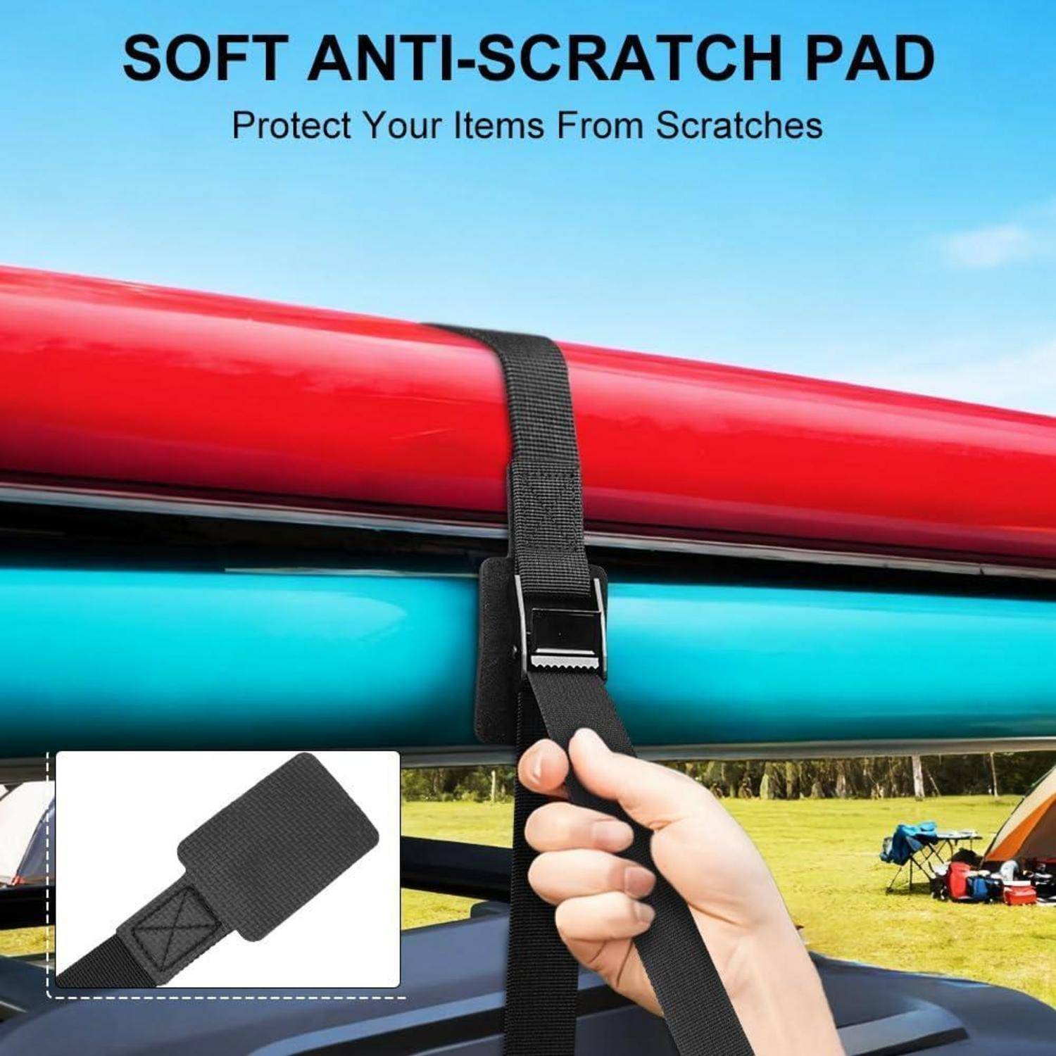 URAQT Spanngurt Befestigungsgurt, 4 x 250kg 2M Ratschenspanngurt Breite 25mm Zurrgurt mit Gepolstert, Verstellbare Befestigungsriemen mit