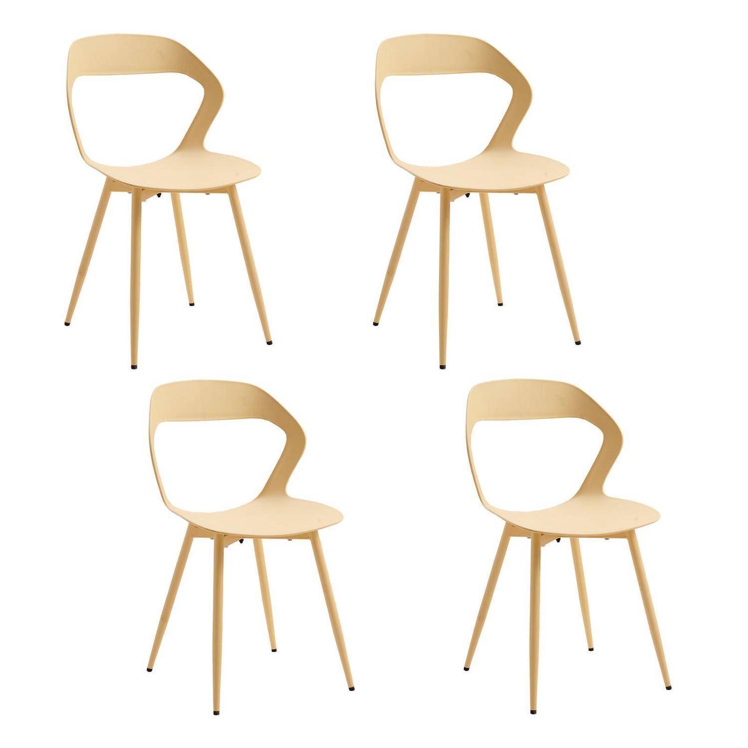 4er Set Nordisches Esszimmerstuhl, Küchenstuhl, Mit Metallbeinen, Großes Hohlrücken-Design, Geeignet für Wohnzimmer, Esszimmer, Freizeitzimmer –