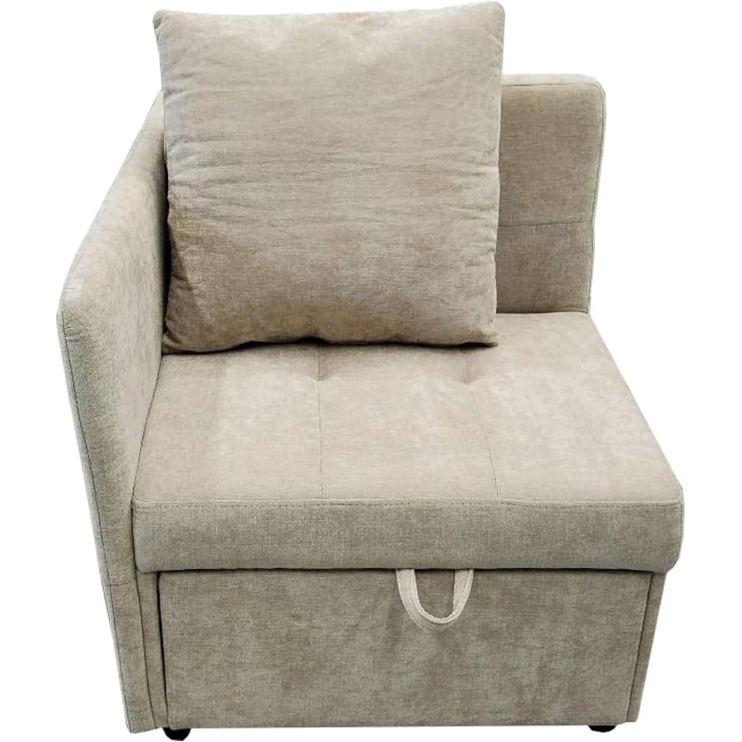 Polsterbett Schlafsofa 3 in 1 Multifunktions-Schlafsofa, Leinenstoffsofa mit Verstellbarer Rückenlehne, Liegesofa für kleine Räume (Beige)