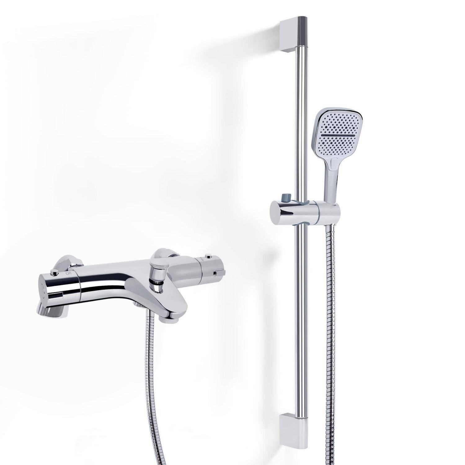 Ronvie Thermostat-Duscharmatur-Set, Thermostat-Duscharmatur mit verstellbarem Duscherhöhungs-Set, (1 x Handbrause, 1 x Duschstange 70 cm, 1