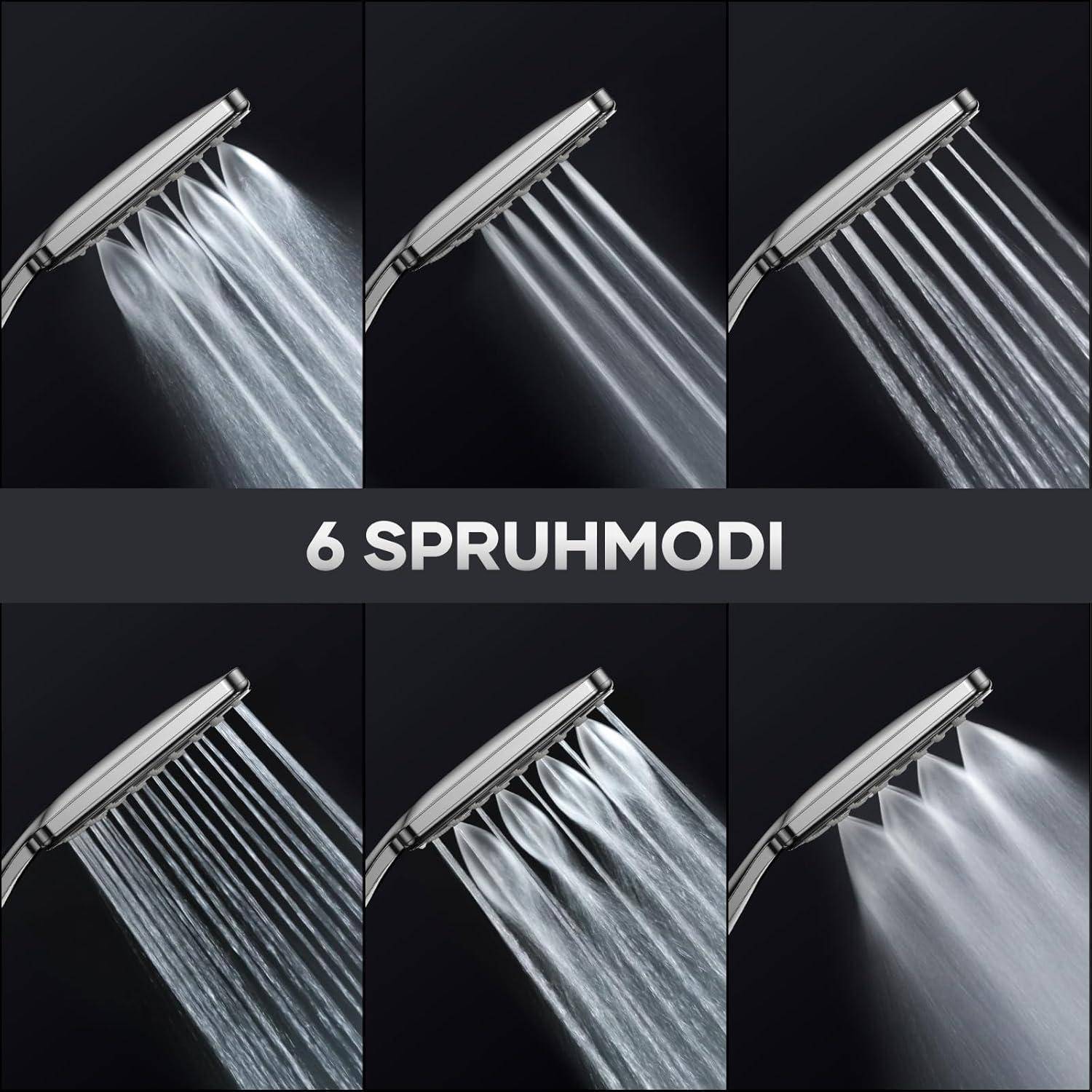 VOXON Duschkopf Regendusche mit Schlauch 1,8m, Handbrause Duschbrause Groß, Duschkopf Wassersparend Hochdruck, Einhand-Einstellung, Brausekopf mit