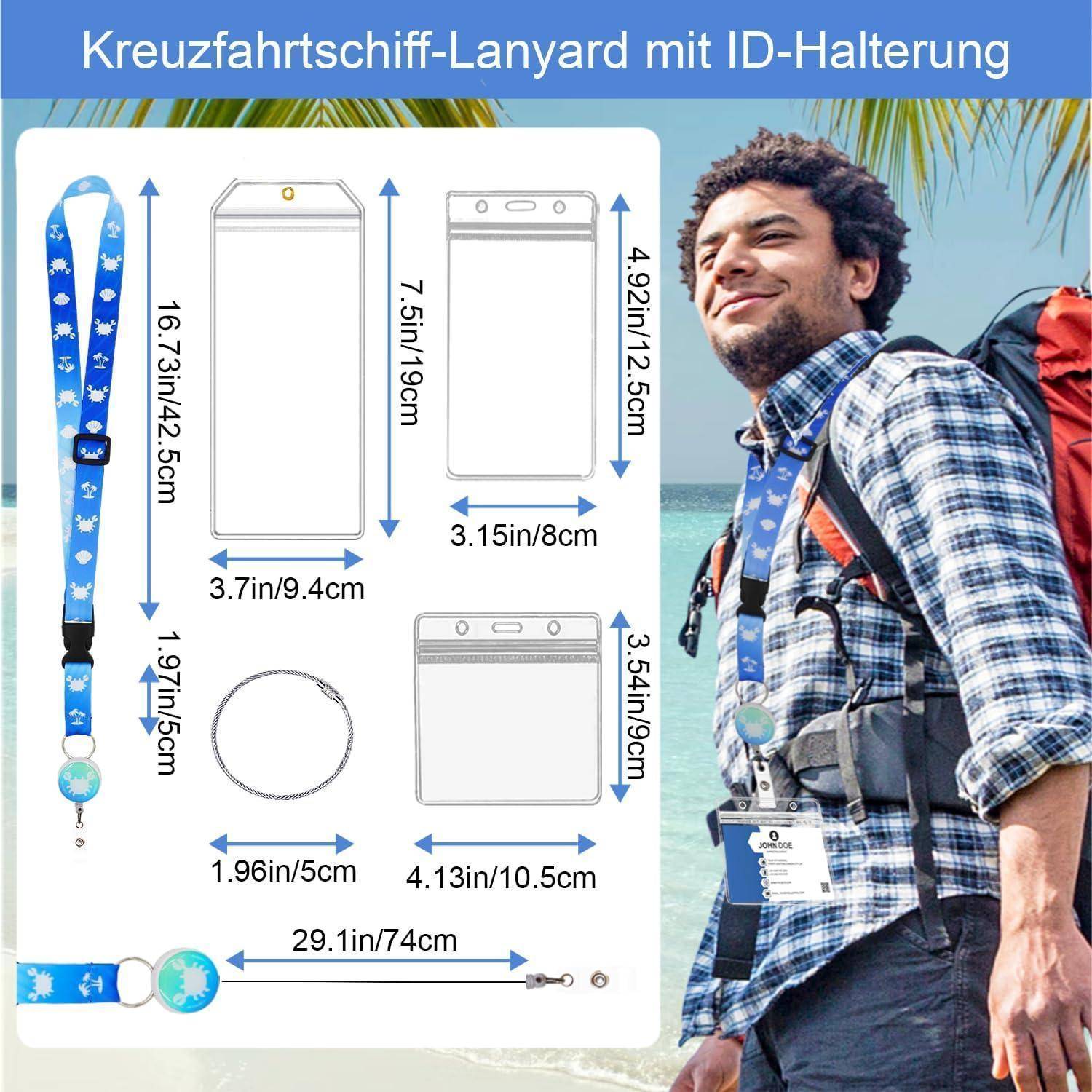 Kofferanhänger,Gepäckanhänger für Kreuzfahrten 6 Stück+Einziehbares Schlüsselband mit Kartenhalter 6 Stück,Transparente Kofferanhänger Koffers