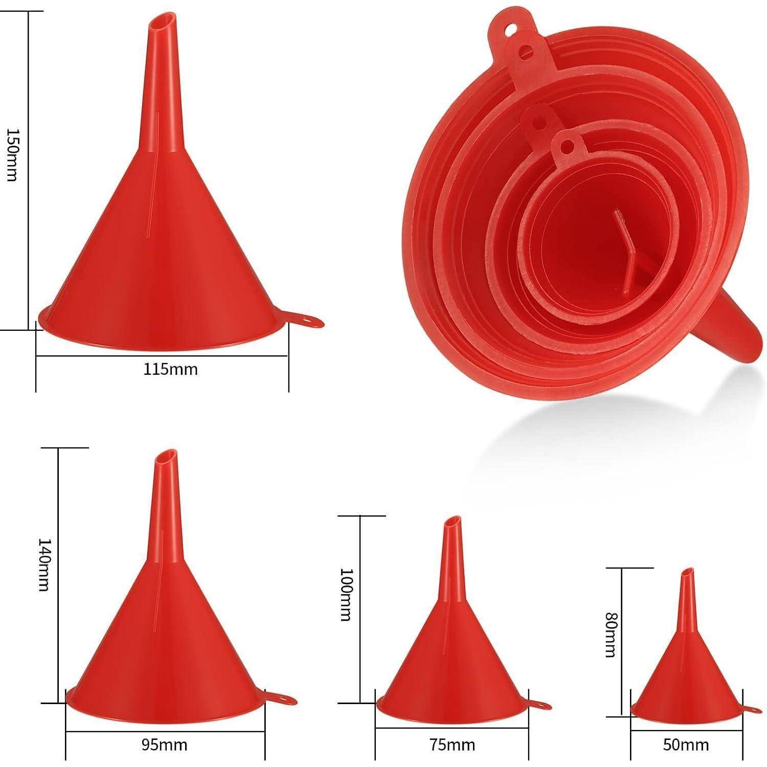 6 Stück Einfülltrichter Set, rechtwinkliges flexibles Kunststoff Trichter Set, Universal Auto Benzin Kraftstoff Trichter mit abnehmbarem Auslauf und