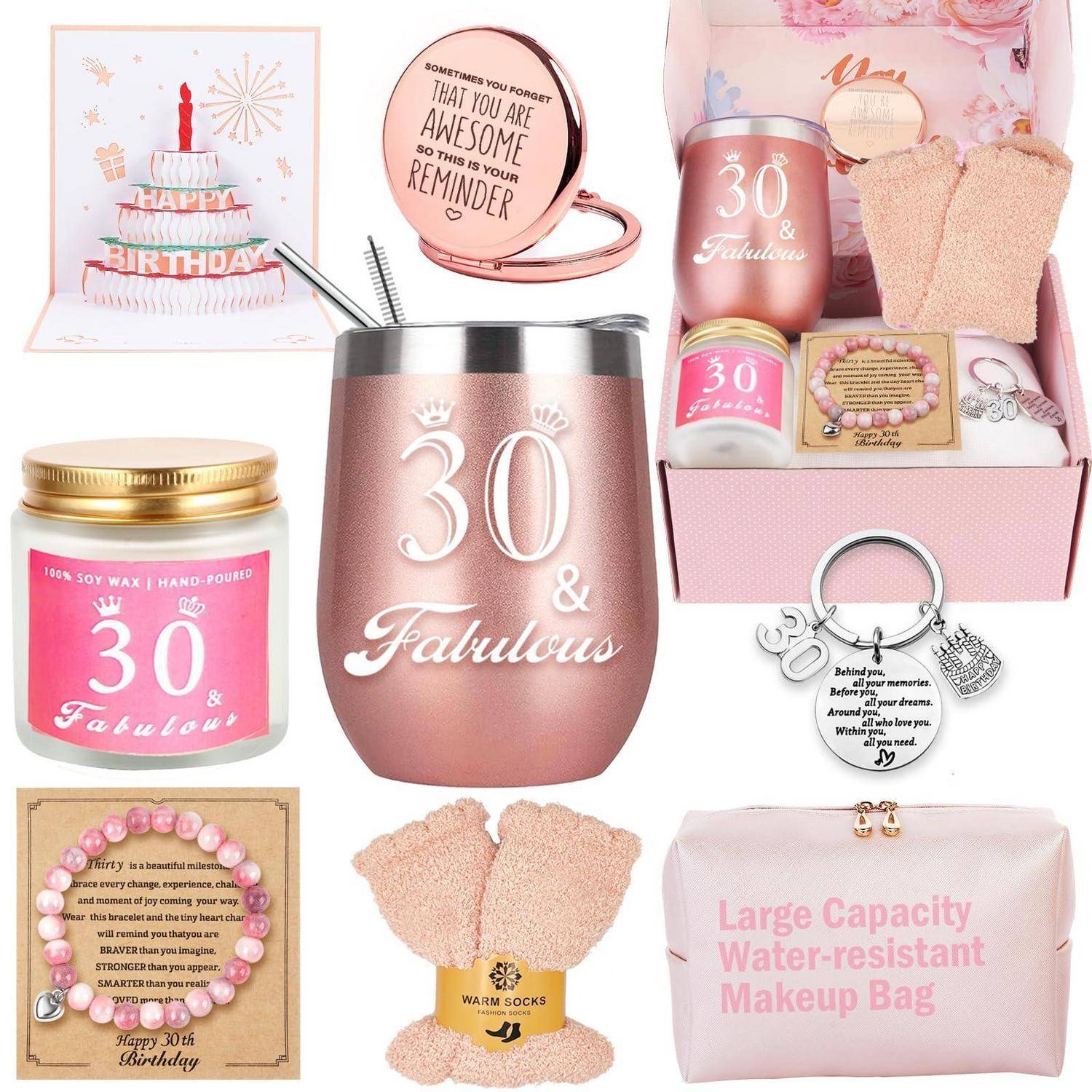 Rosa 30. Geburtstags-Geschenkset-Collage mit „30 & Fabulous