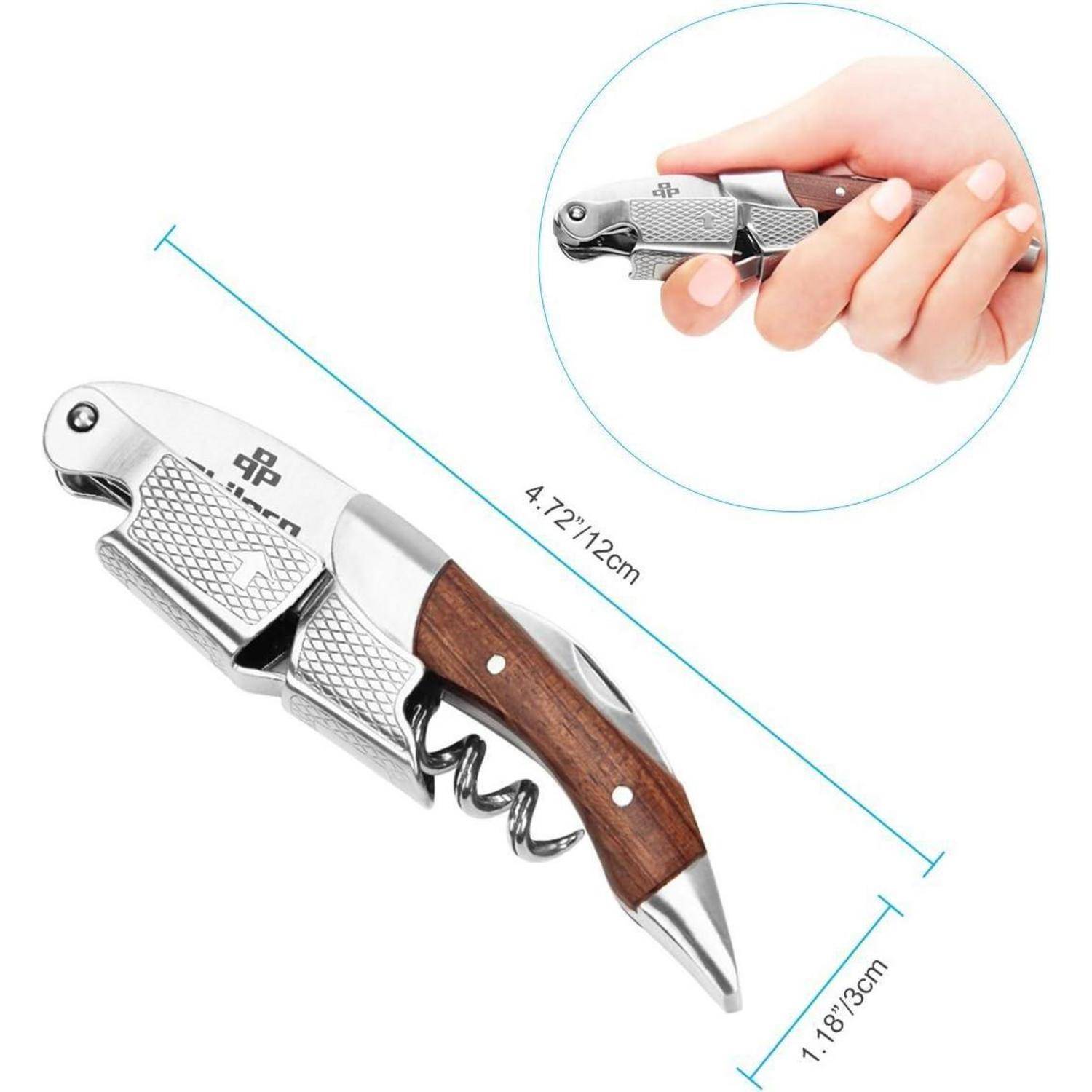 Philorn Kellnermesser All-in-1, Korkenzieher Wein Profi, Holz Kellnerbesteck Edelstahl, Gratis Weinrezept Ebook, Weinflaschenöffner