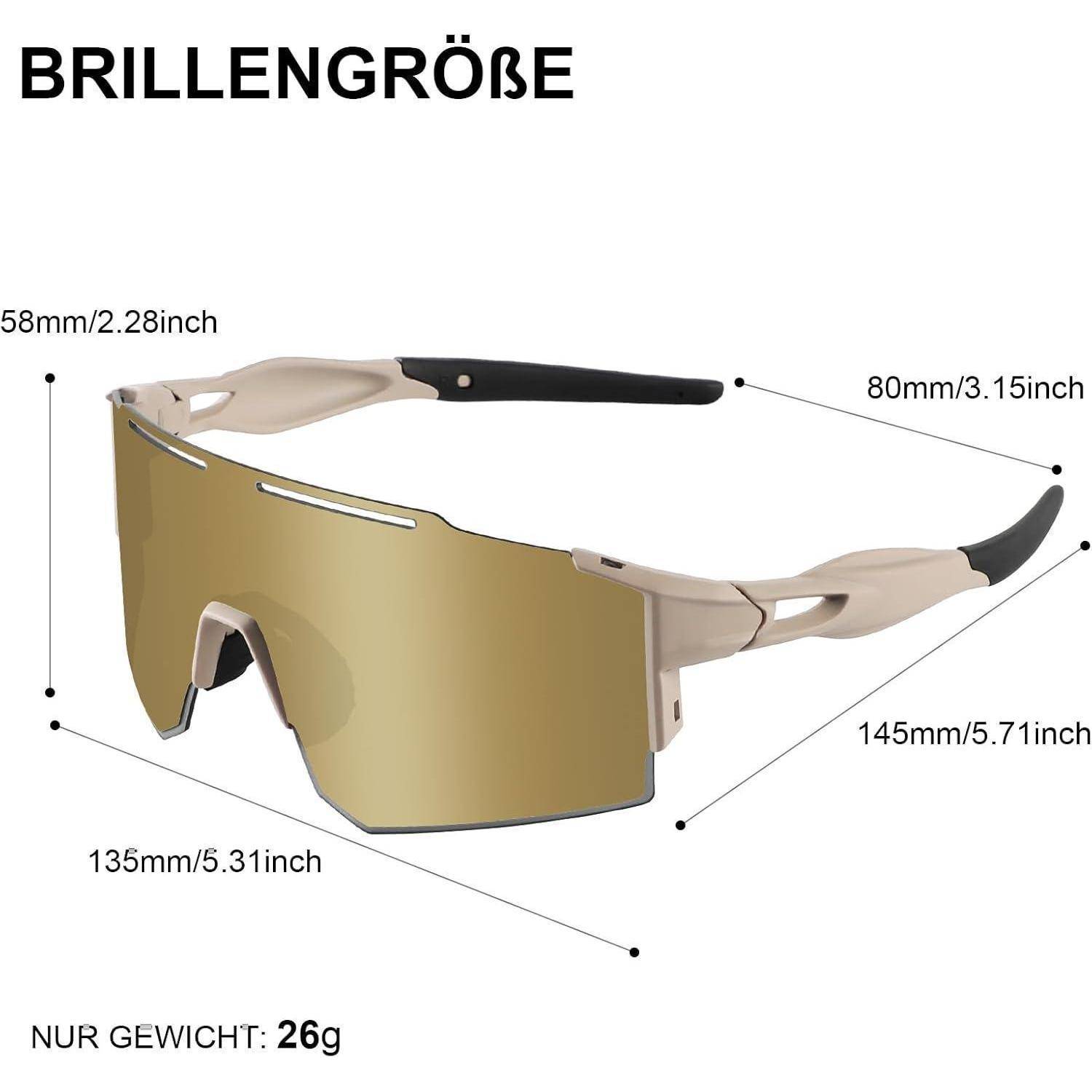 OULIQI Fahrradbrille Sonnenbrille,Sportbrillen Herren Damen UV400 Sportbrille Schnelle Brille mit 1 oder 3 Wechselgläser für OutdoorSportarten Fisch