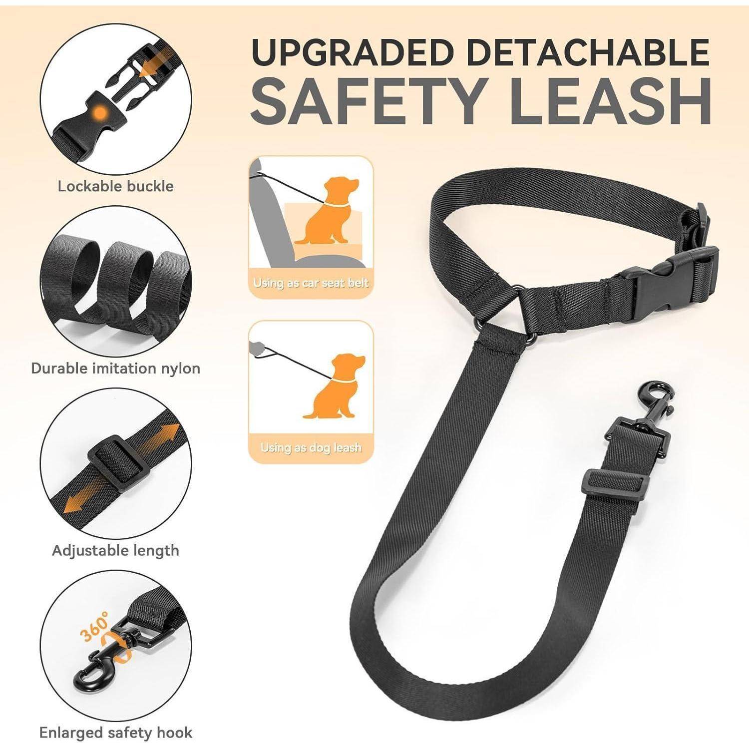 PETSFIT Hunde Autositz erhöht 12.5cm, Hundesitz Auto Rückbank mit Sicherheitspatent, Hundeautositz mit abnehmbarem Plüschbezug, Hundekorb Auto für