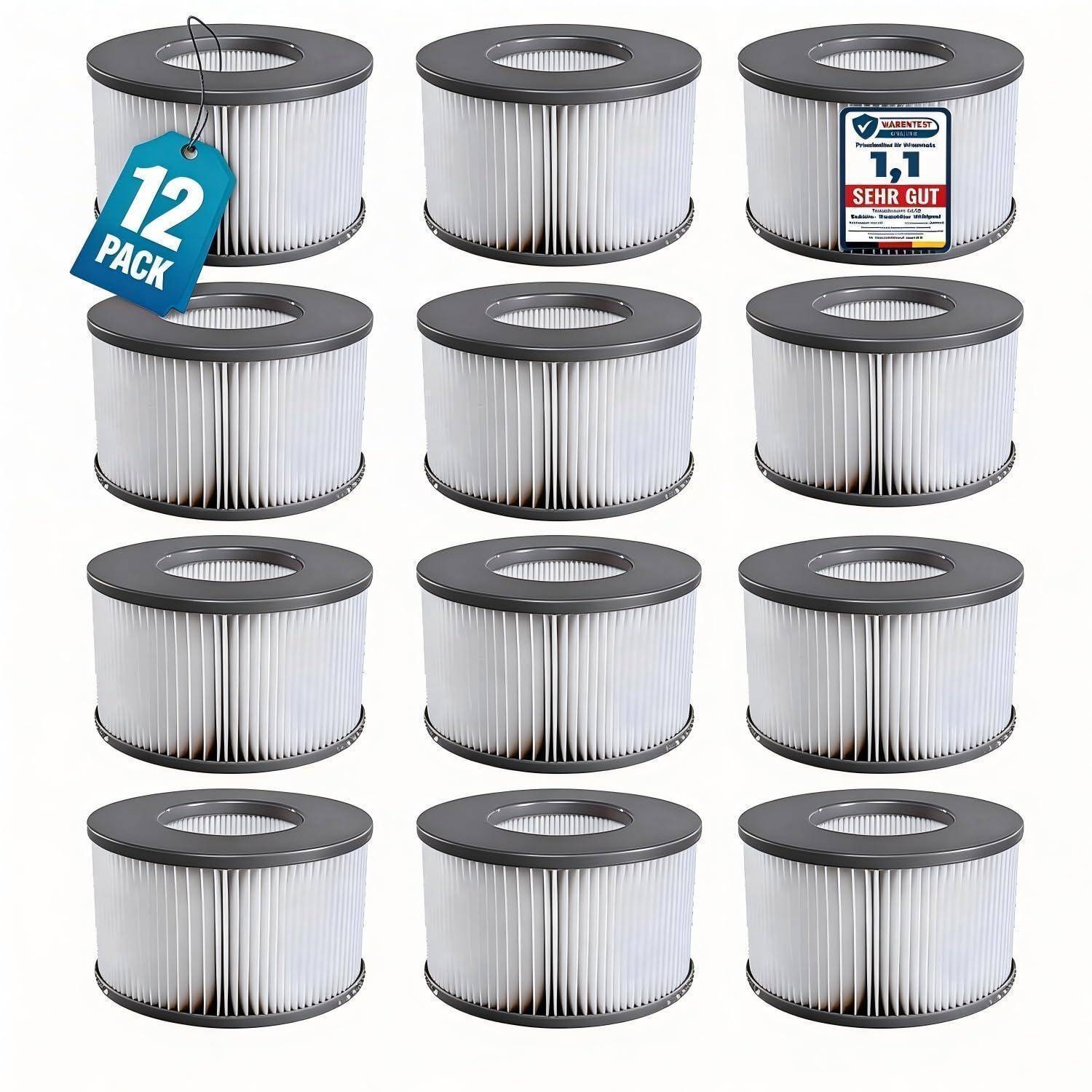 12er Set Ersatzfilter für MSPA Whirlpool-Filter-Kartuschen, Filter für Whirlpoal, für Heiße U-Boote und Spa, für Aufblasbare Pools - Wasserfilter