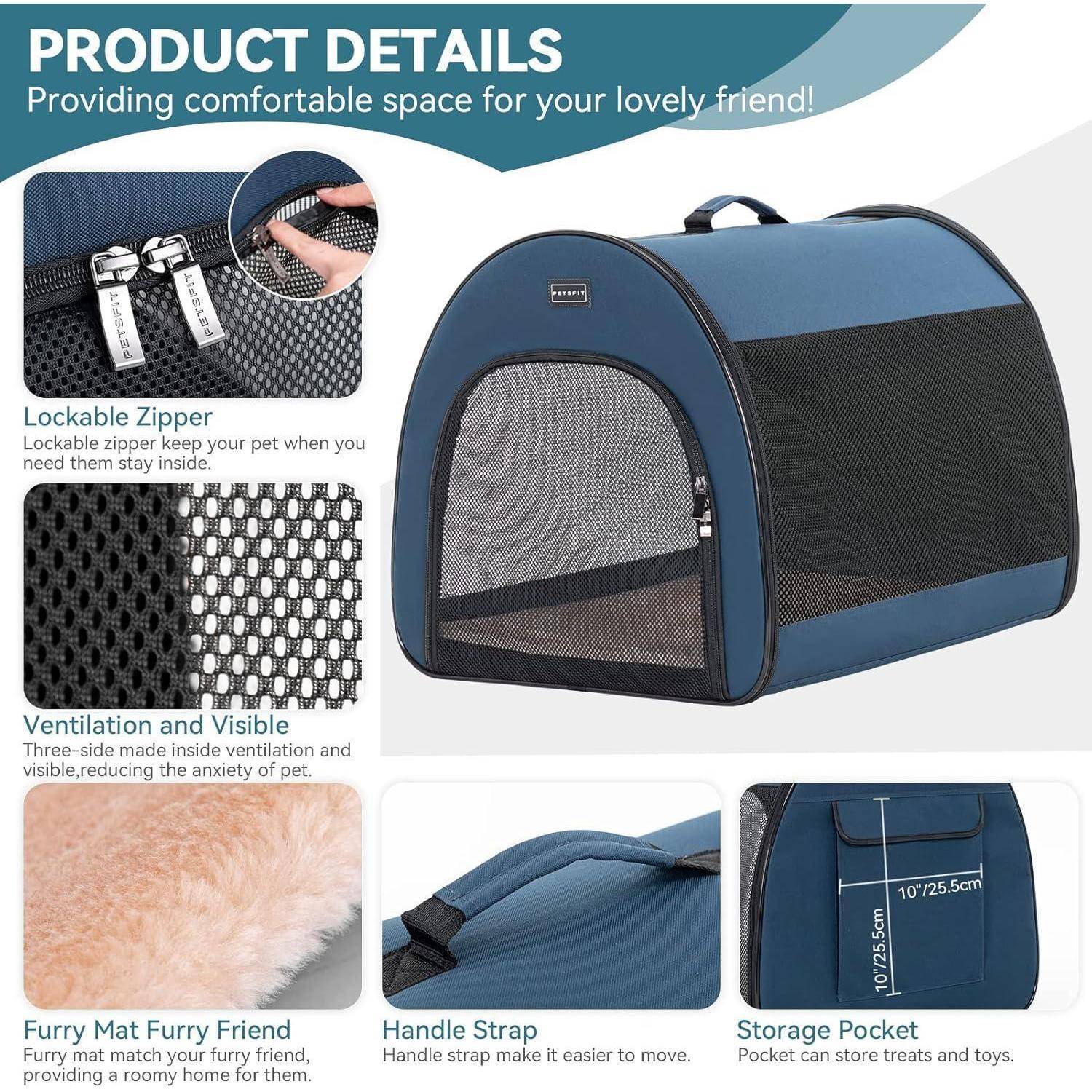 Petsfit Hundebox faltbar, tragbare &amp; Atmungsaktive Hundebox für Zuhause mit Gewölbtem Design, Zimmerkennel Hund Hundeschlafbox mit Anti-Offener Rei