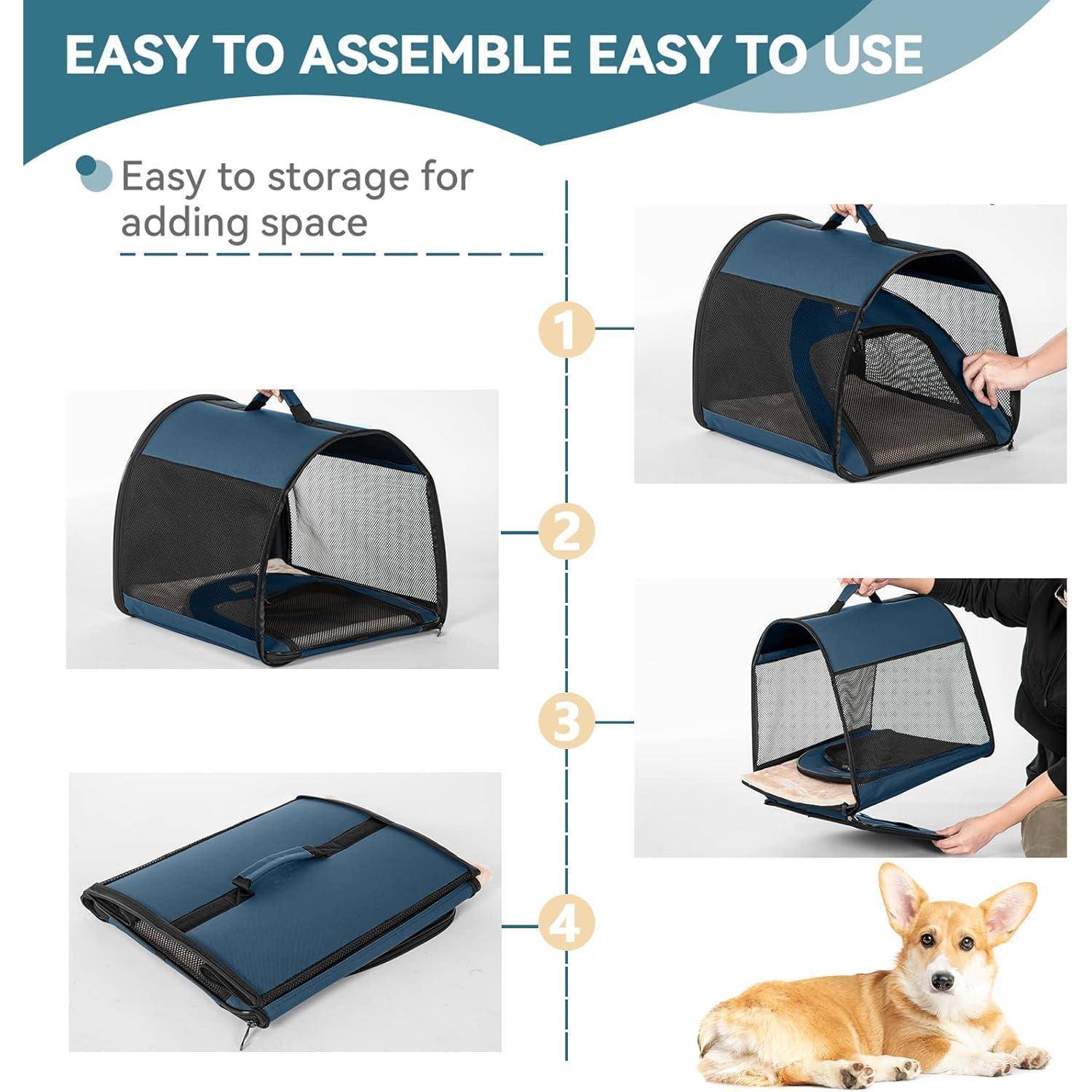 Petsfit Hundebox faltbar, tragbare &amp; Atmungsaktive Hundebox für Zuhause mit Gewölbtem Design, Zimmerkennel Hund Hundeschlafbox mit Anti-Offener Rei