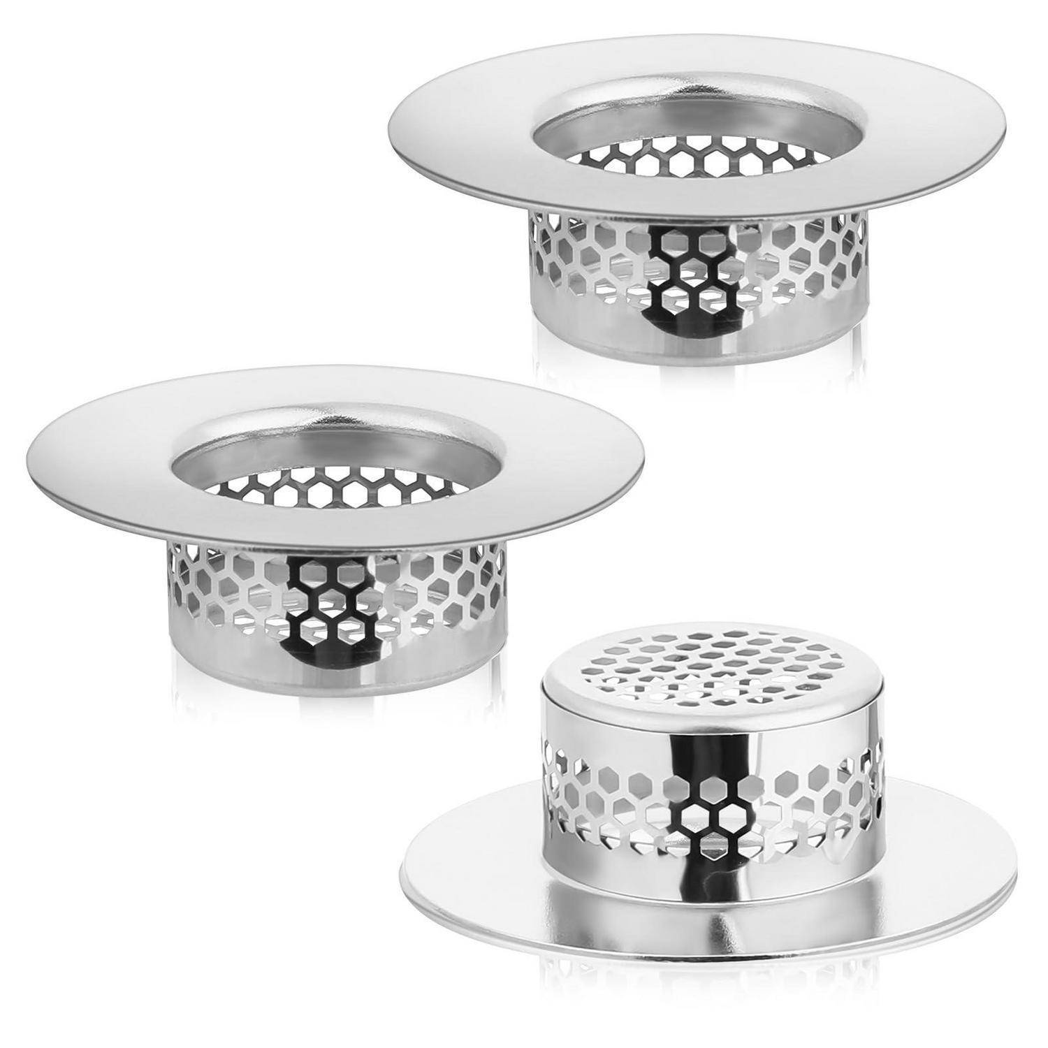 Waschbeckensieb 3 Stück, Abflusssiebe 28 mm Badezimmer Abflusssiebe, Edelstahl Haarsieb für Waschbecken, Mop, Pool, Wohnmobil (Passend für Löcher