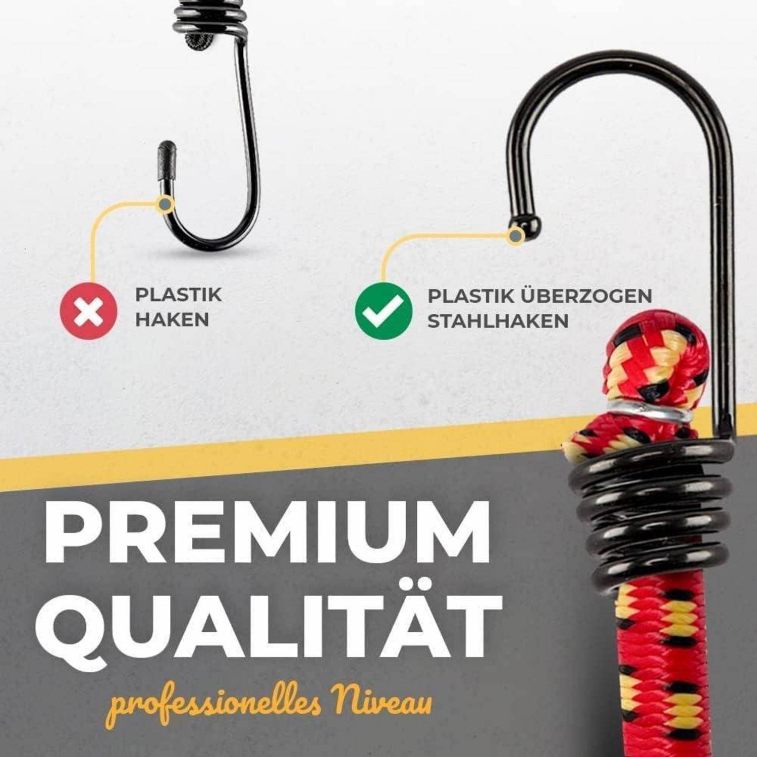 HAYATEC 12er Set Expander mit Haken Spanngummi mit Haken Gummiband mit Haken Gepäckspanner Spannseil Spanngurte Gummispanner mit Haken extra stark
