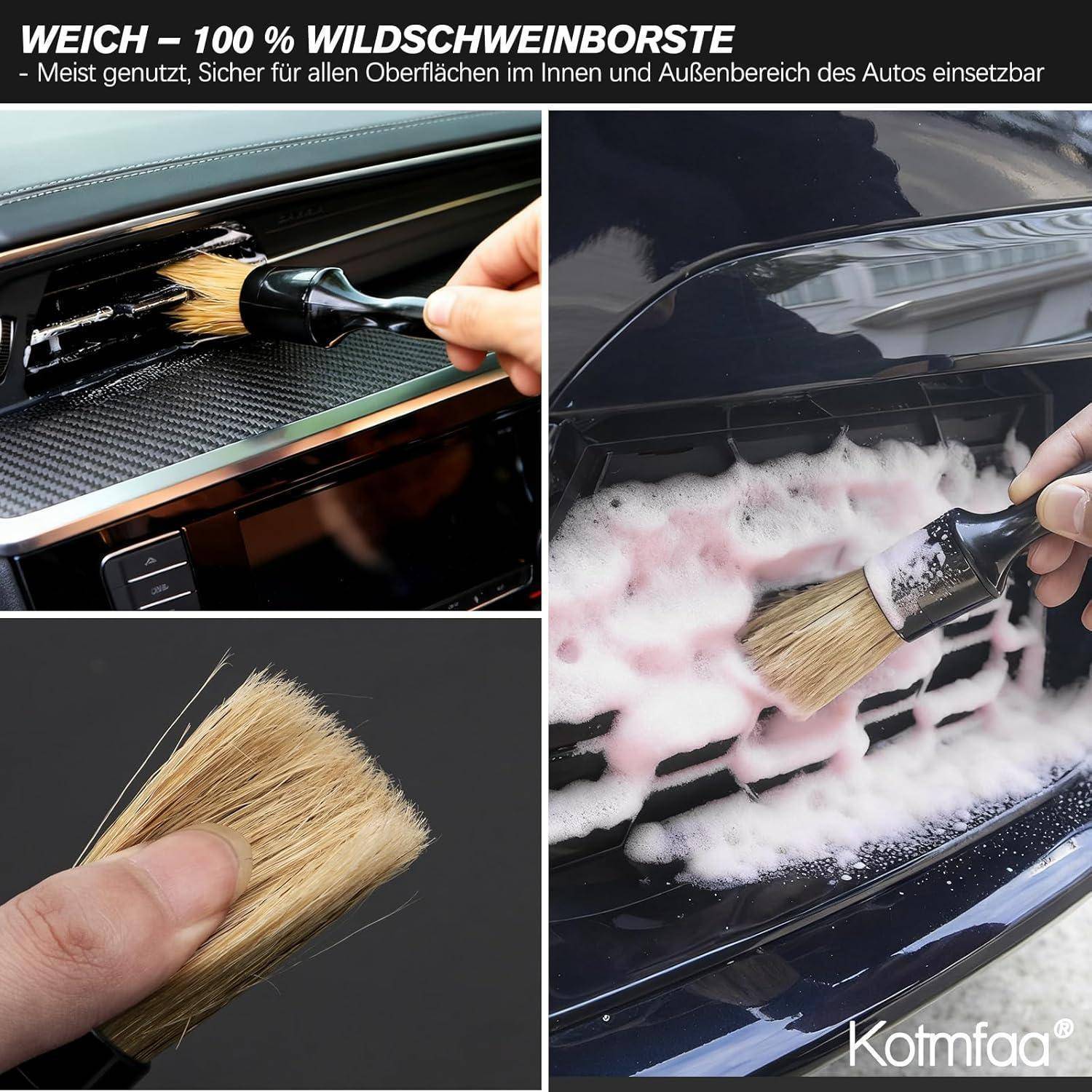 Auto Reinigung Pinsel Set | 8X Detailing Bürsten in Weich - Mittel - Hart | ultraweich Detail Brush, Felgenbürste, Fugenbürste für effektive sanft