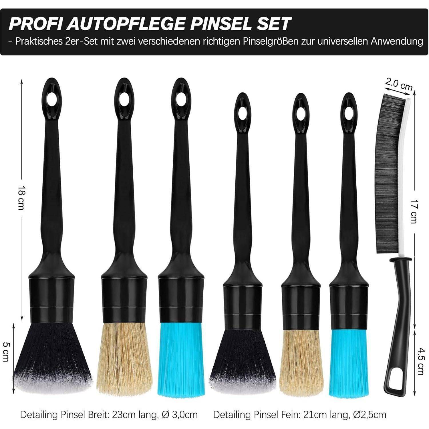 Auto Reinigung Pinsel Set | 8X Detailing Bürsten in Weich - Mittel - Hart | ultraweich Detail Brush, Felgenbürste, Fugenbürste für effektive sanft