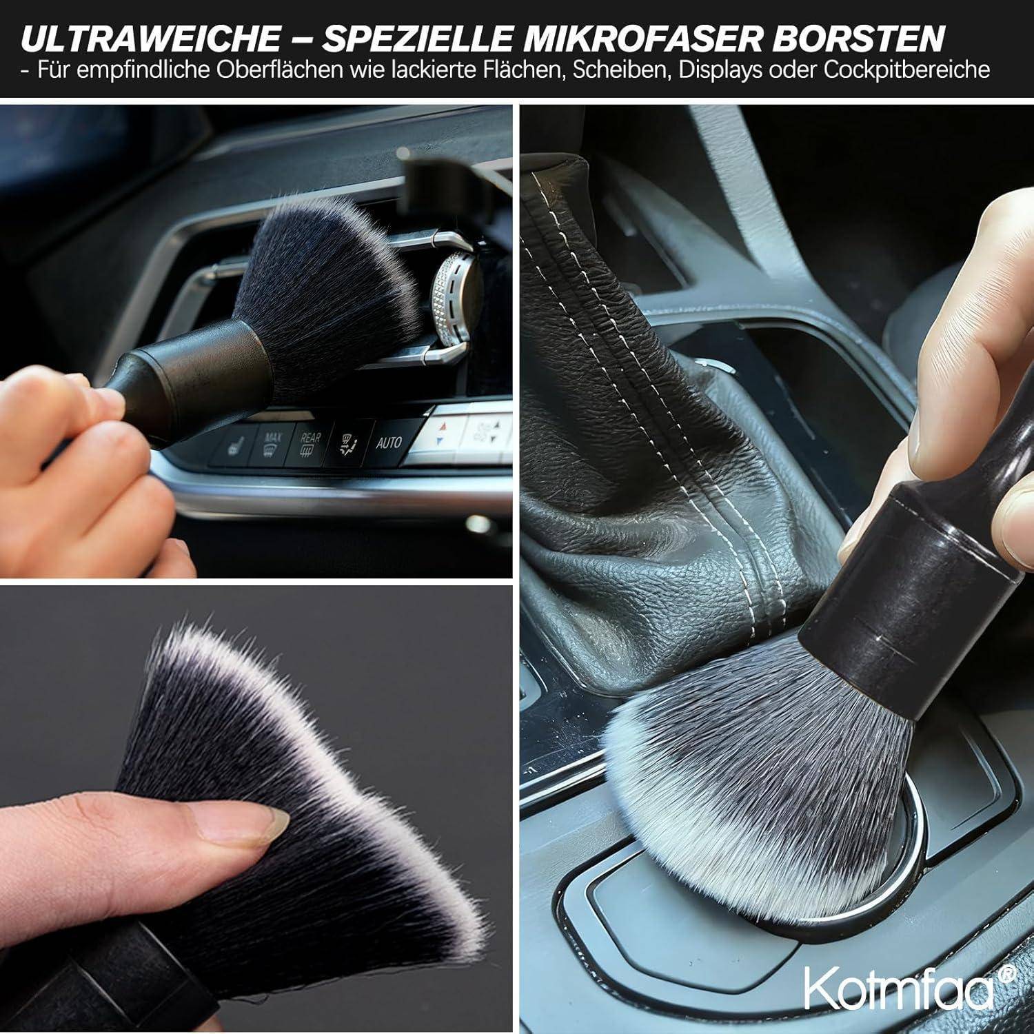 Auto Reinigung Pinsel Set | 8X Detailing Bürsten in Weich - Mittel - Hart | ultraweich Detail Brush, Felgenbürste, Fugenbürste für effektive sanft