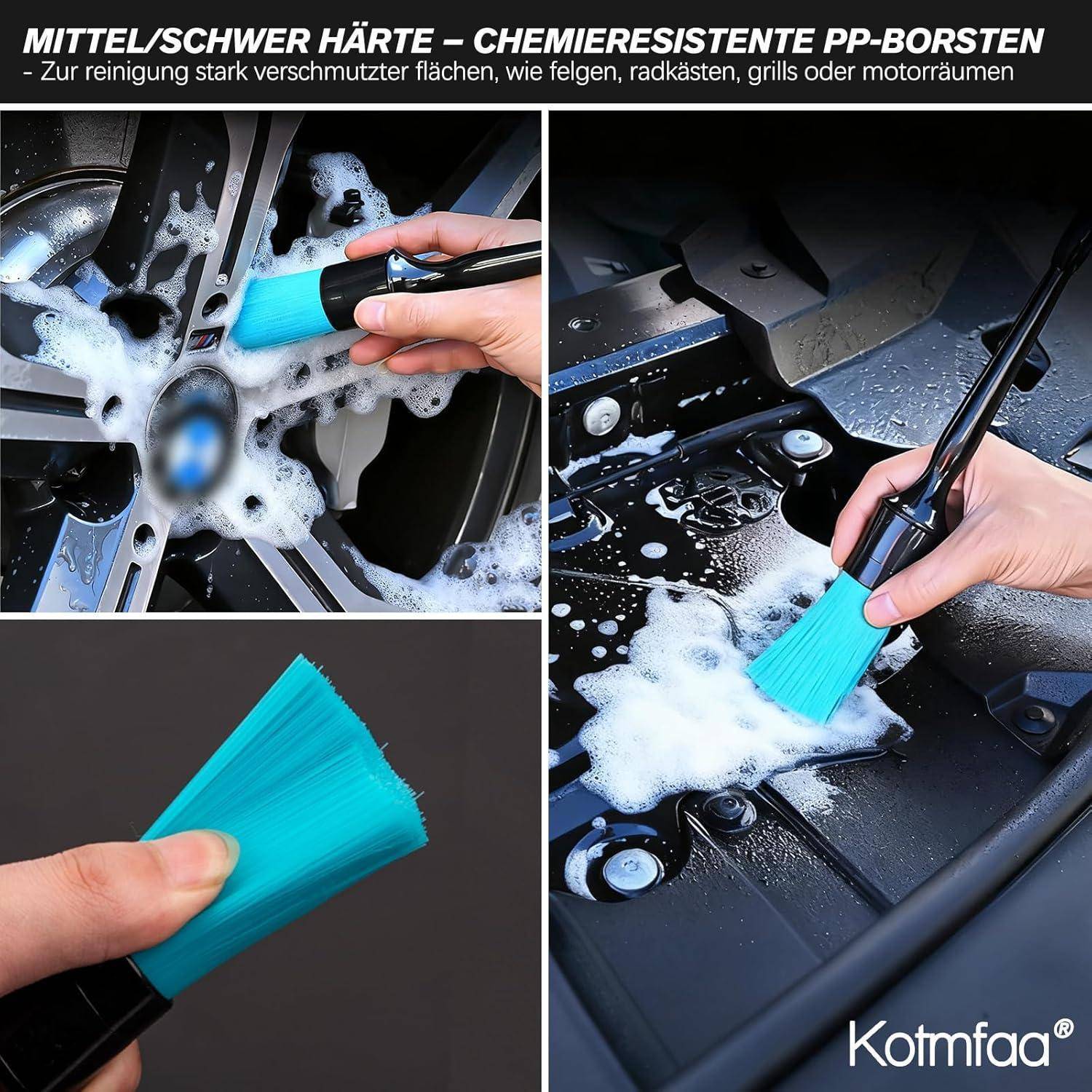 Auto Reinigung Pinsel Set | 8X Detailing Bürsten in Weich - Mittel - Hart | ultraweich Detail Brush, Felgenbürste, Fugenbürste für effektive sanft