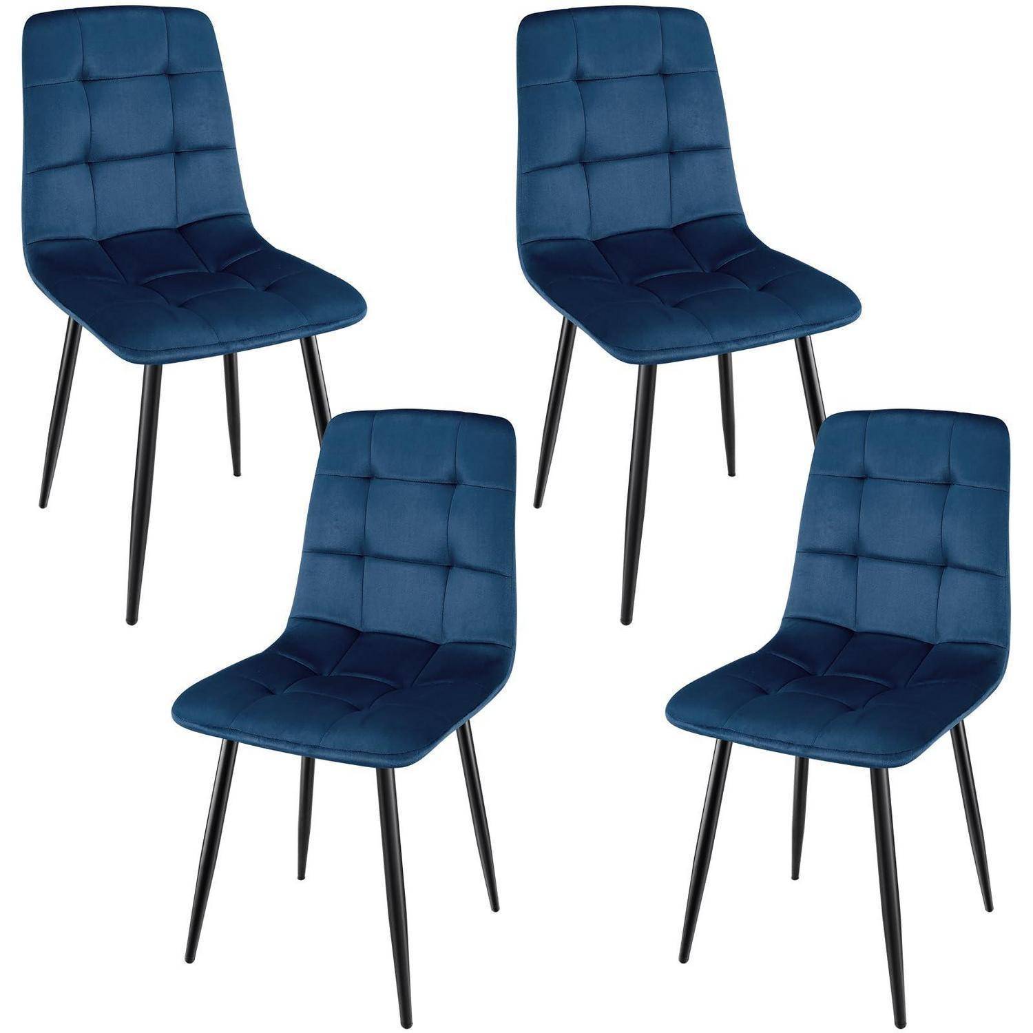 Esszimmerstühle 4er Set, gepolsterter Stuhl mit hoher Rückenlehne und holländischem Samtdesign, Esstischstühle mit Metallfuß, für Esszimmer, Woh