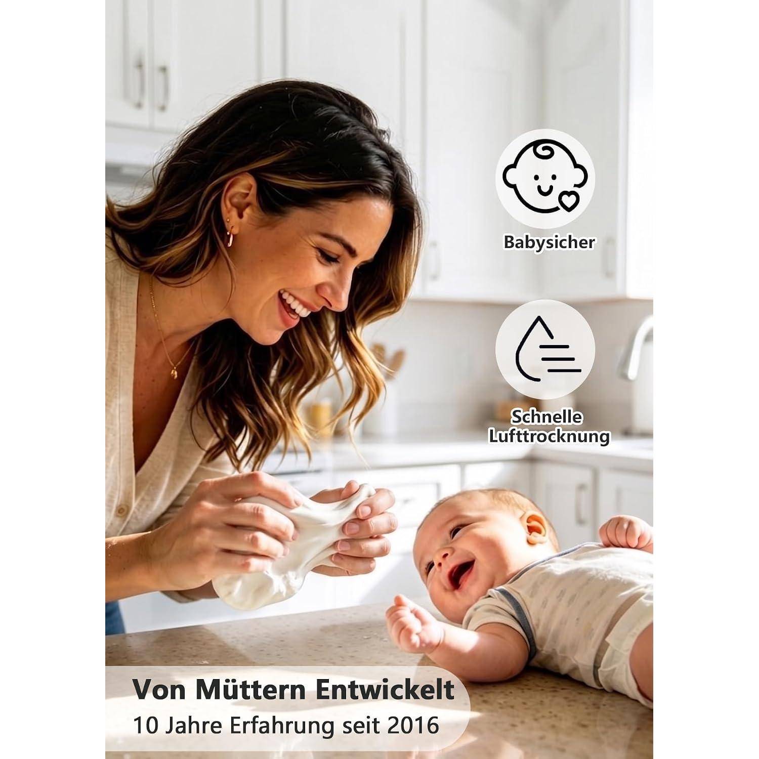 Baby Handabdruck und Fußabdruck Set, 100% babysichere Tonmasse, Verbesserter Massivholz Baby-Erinnerungsrahmen, Geschenk zur Babyparty und