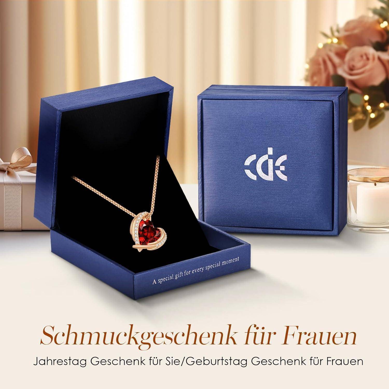 CDE Kette Damen Rosegold Herz Halskette für Frauen Schmuck mit Elegante Geschenkverpackung Weihnachten Geschenk für Sie Frau Freundin Mama Valentins