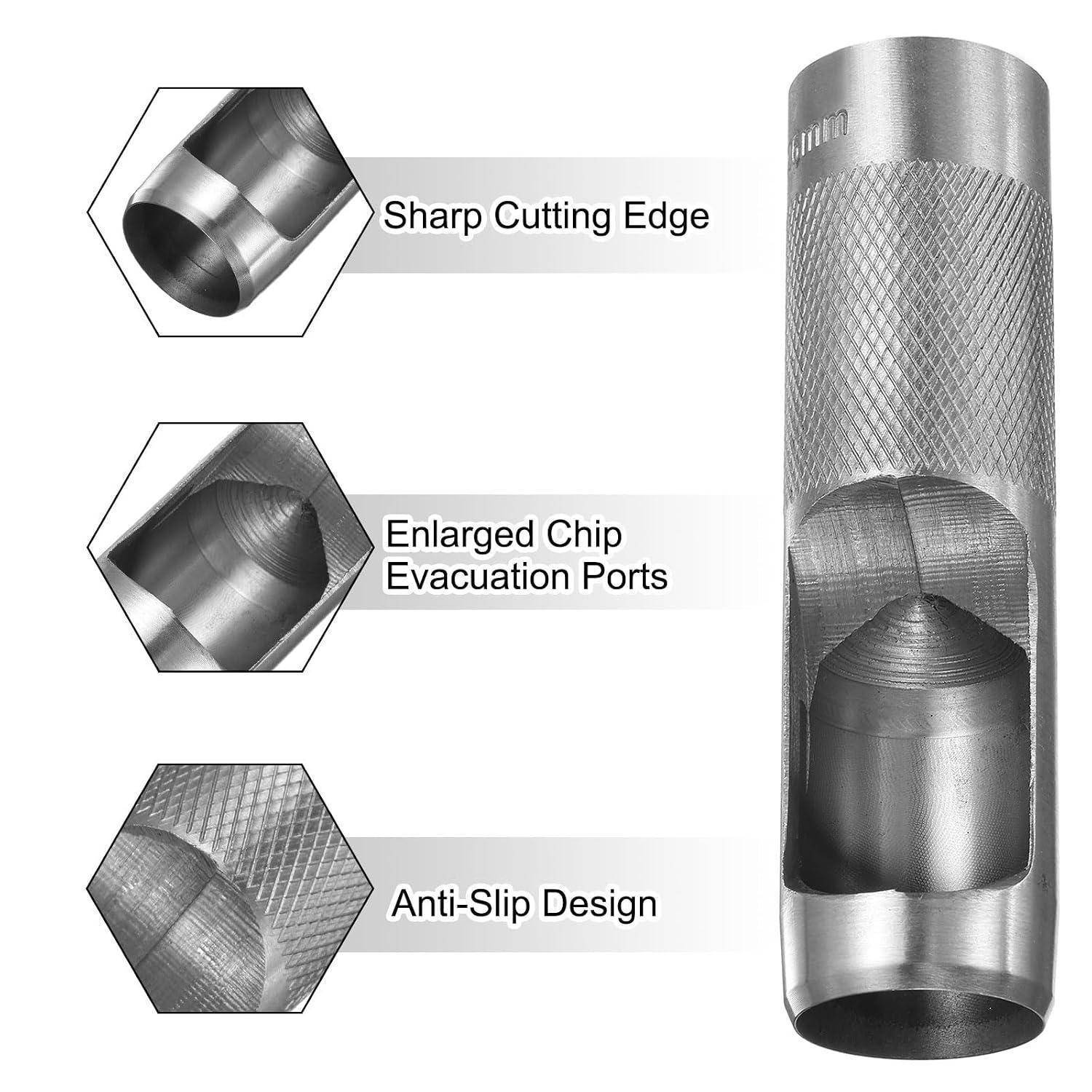 Abbildung eines Metallränderwerkzeugs, das eine scharfe Schneidkante, vergrößerte Spanaustrittslöcher und eine rutschsicheres Design zeigt.