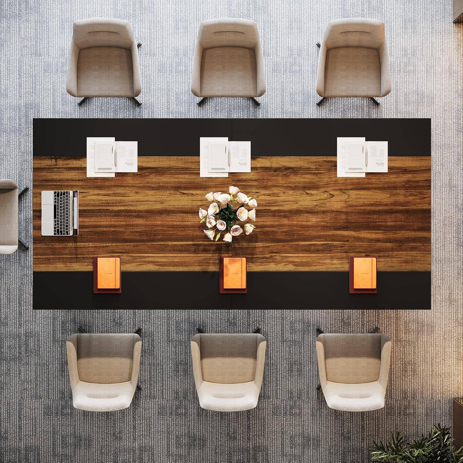 Tribesigns Schreibtisch 200cm Konferenztisch, 2 Personen Computertisch Home Office mit stabilem geometrischem Metallgestell, Besprechungstisch