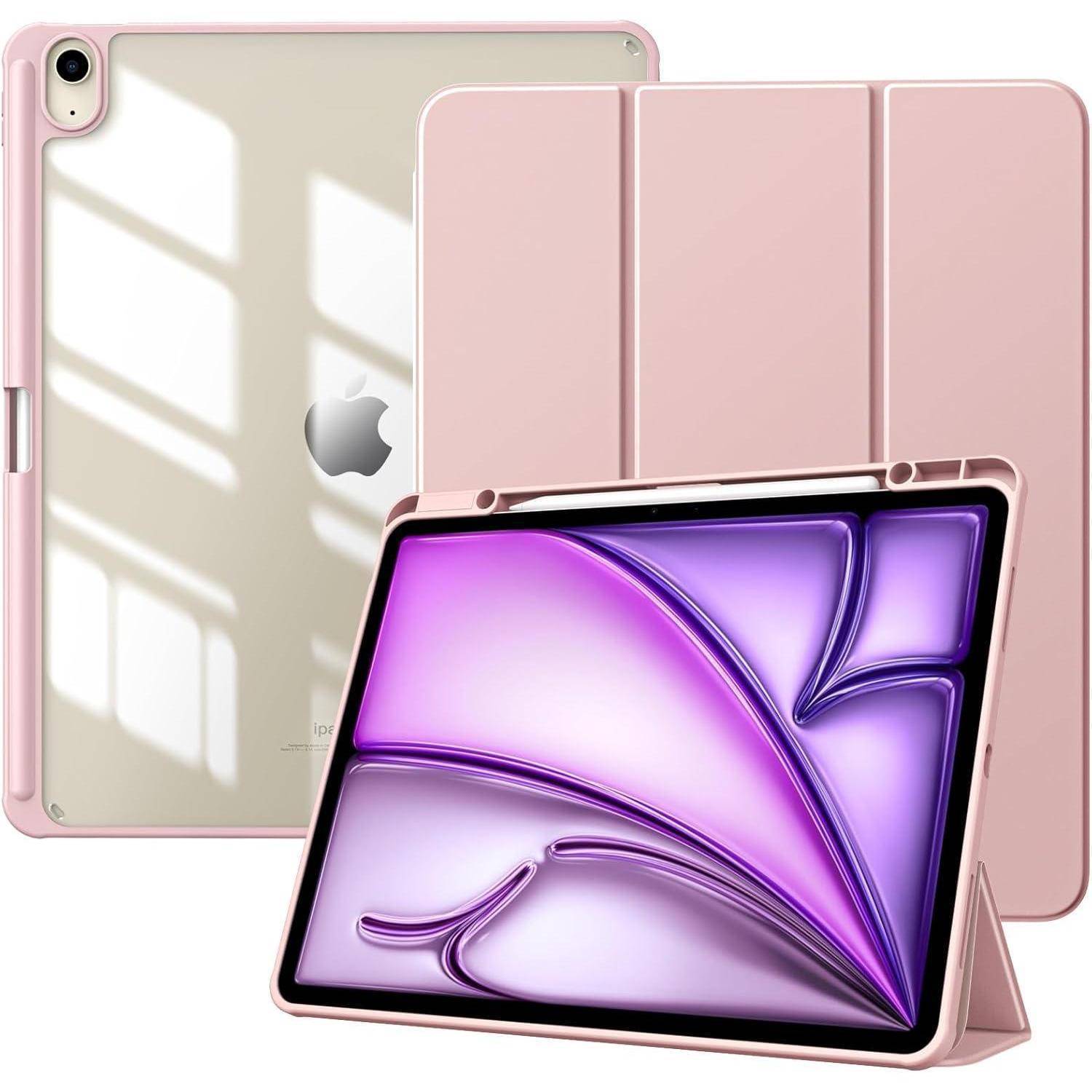 TiMOVO Hülle für New iPad Air 13 Zoll (M3/M2-2025/2024), Schutzhülle mit Stifthalter, Schlank Ständer Schutzhülle mit Klarer Transparent Rücksei