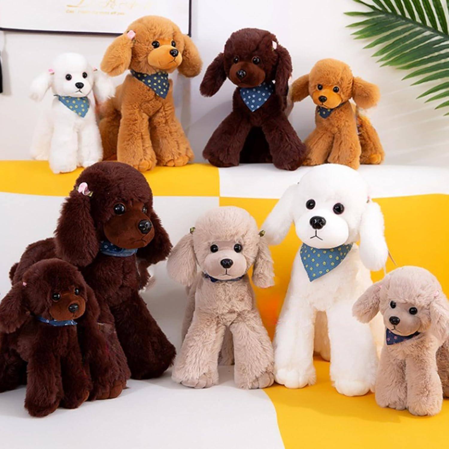 Realistischer Hund, Stofftier, Spielzeug, Bezaubernd,Hund Kuscheltier Mit Schal Kawaii Tier PlüSch Puppe Pudel PlüSch Hunde Dog Geschenk FüR Kinder