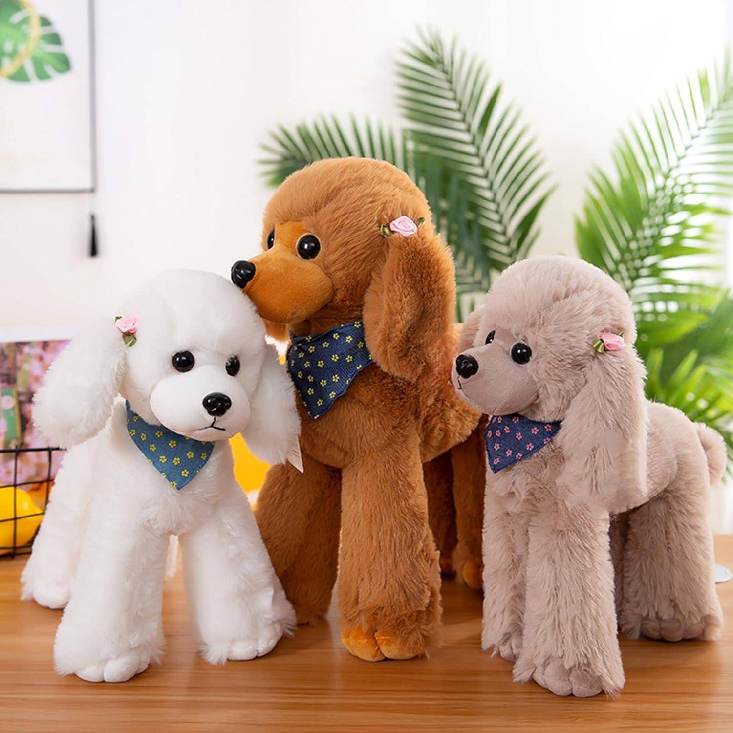 Realistischer Hund, Stofftier, Spielzeug, Bezaubernd,Hund Kuscheltier Mit Schal Kawaii Tier PlüSch Puppe Pudel PlüSch Hunde Dog Geschenk FüR Kinder