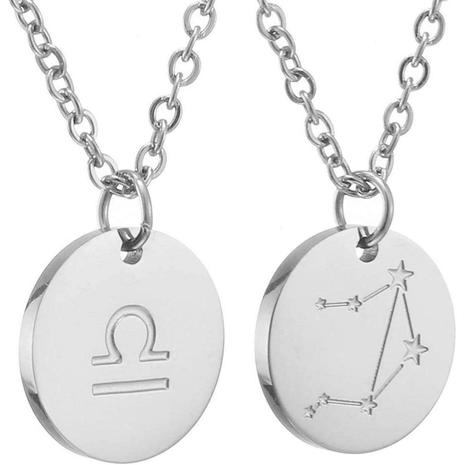 AFSTALR Sternzeichen Kette Gold/Rosegold/Silber für Damen Horoskop Kette Mutter Tochter Freunde Geburtstagsgeschenk silver-Waage